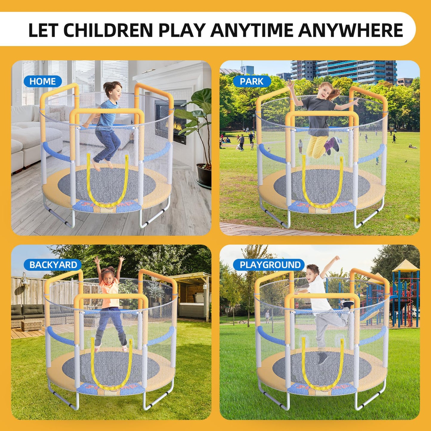 55" Indoor Outdoor Trampoline for Kids