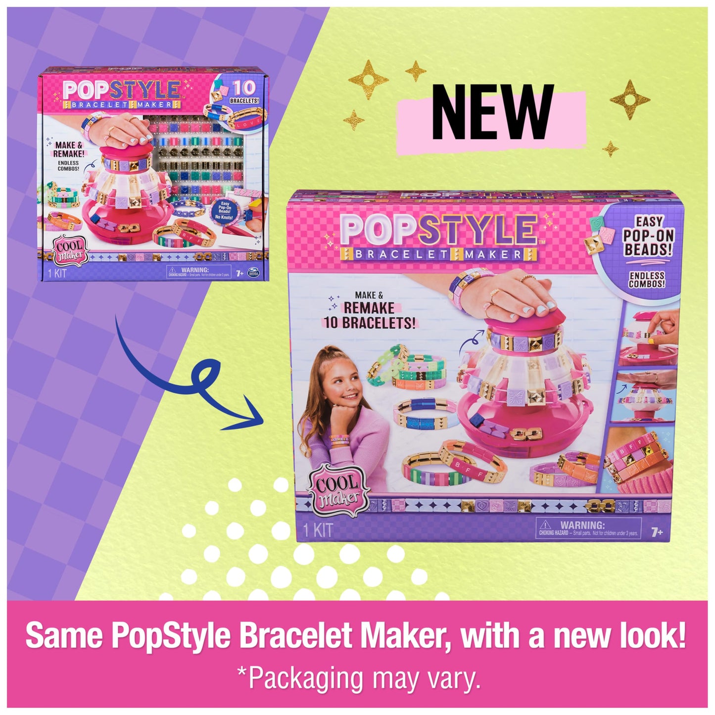 Cool Maker PopStyle Bracelet Maker, 170 Beads for Bracelets, Make & Remake 10 Bracelets, Bracelet Making Kit, Arts & Crafts Christmas Gifts for Kids