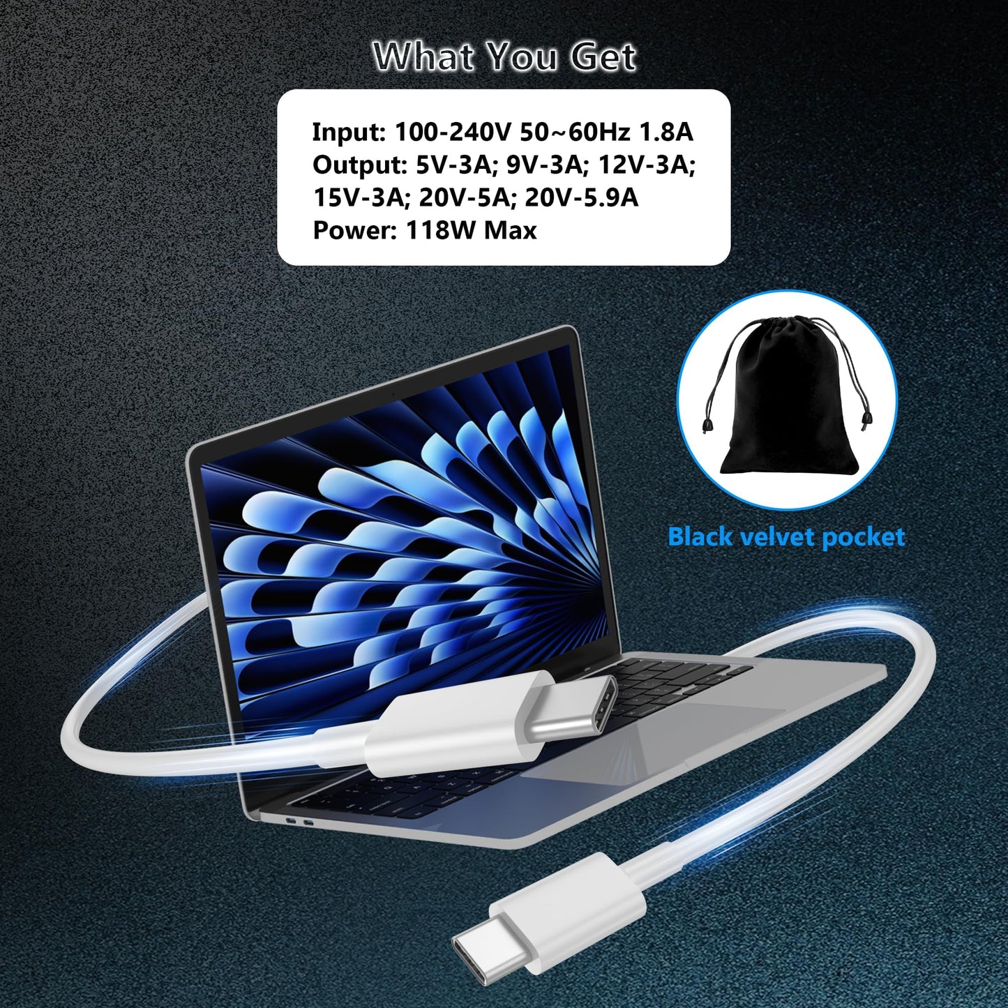 118W USB C Charger for MacBook Pro/Air