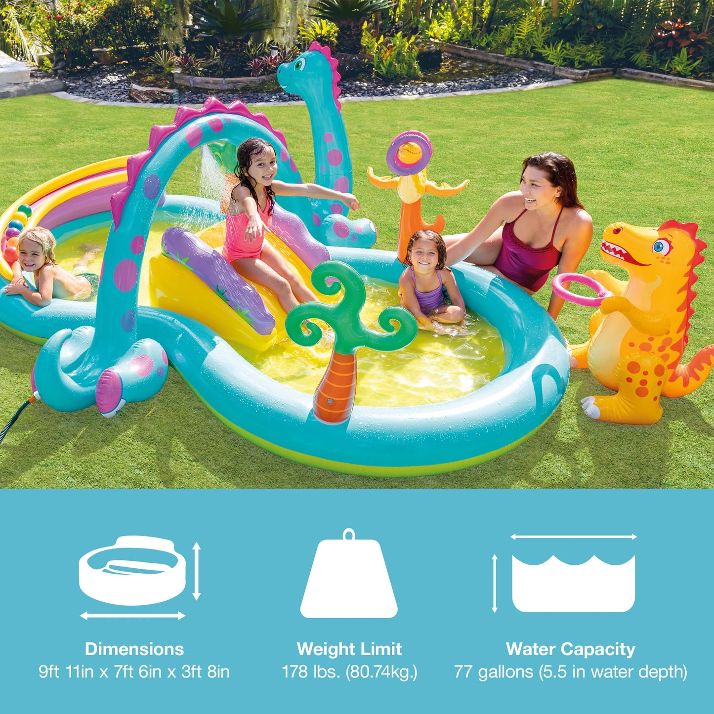 Intex Dinoland Inflatable Kiddie Pool 11' x 7.5'