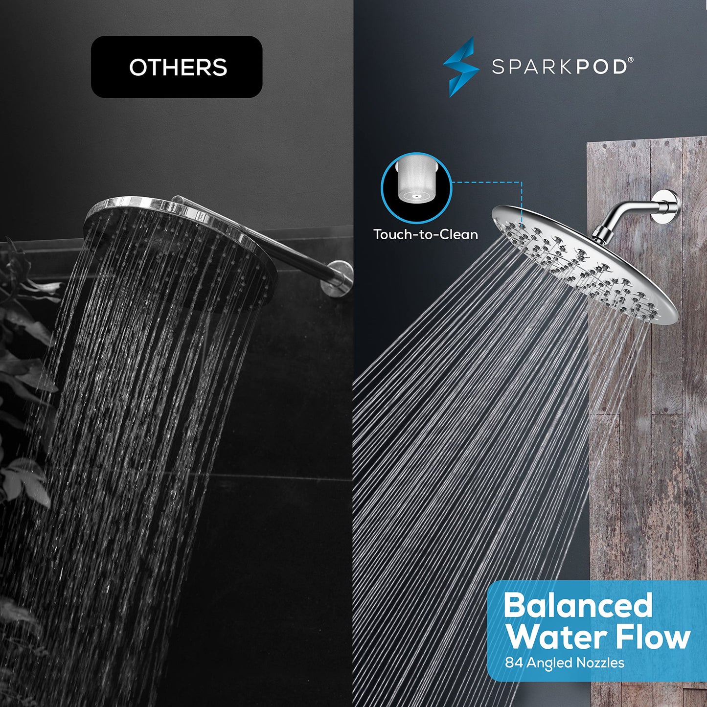 SparkPod 9.5" Rain Shower Head with Anti-Clog Nozzles