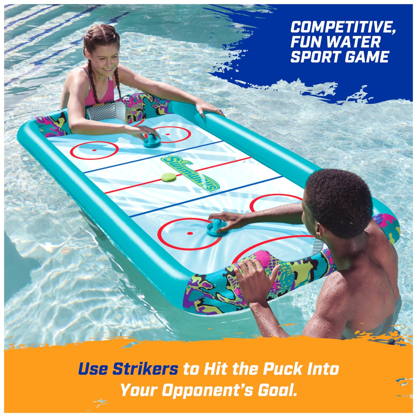 SwimWays Inflatable Water Hockey Pool Game Set