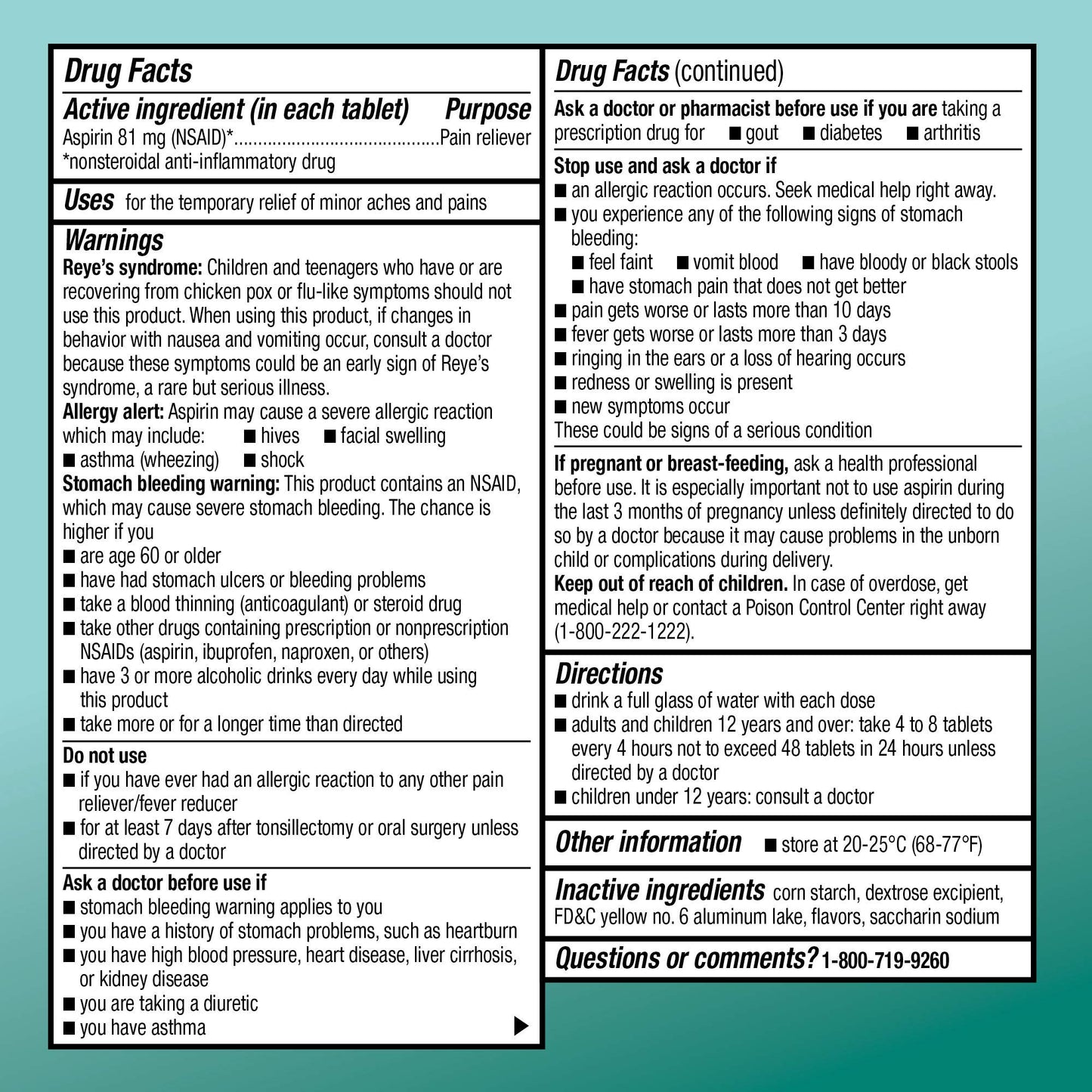 108 Count Amazon Basic Care Aspirin Chewable Tablets