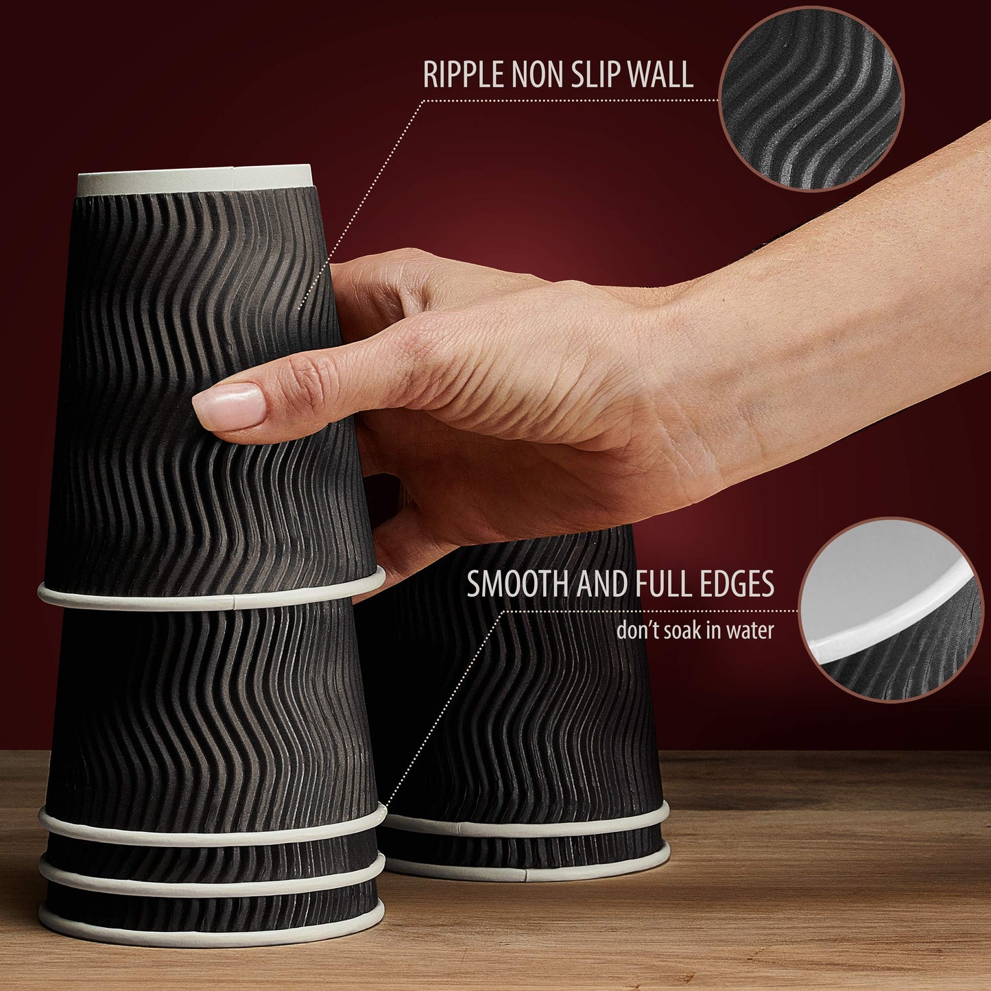 100 Pack 12 oz Insulated Disposable Coffee Cups