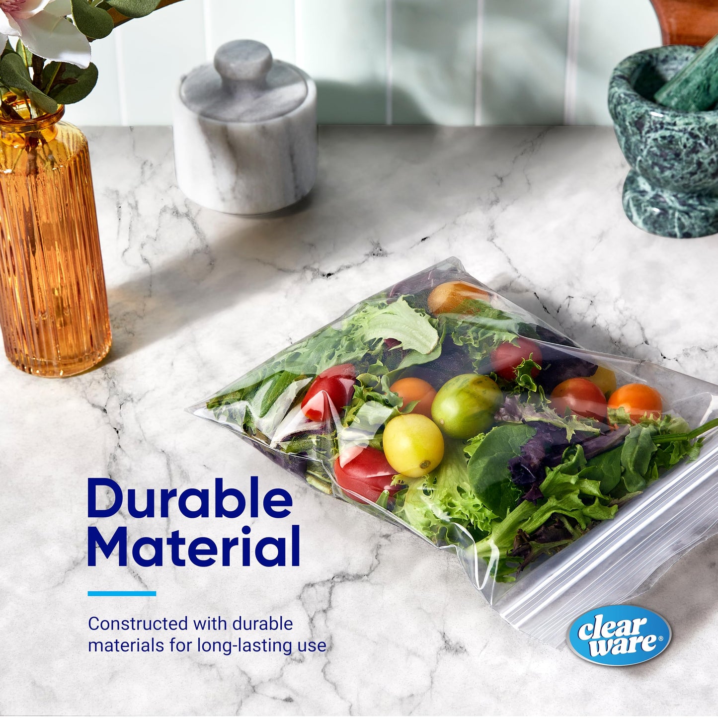 CLEARWARE Resealable Quart Storage Bags - 150 Count