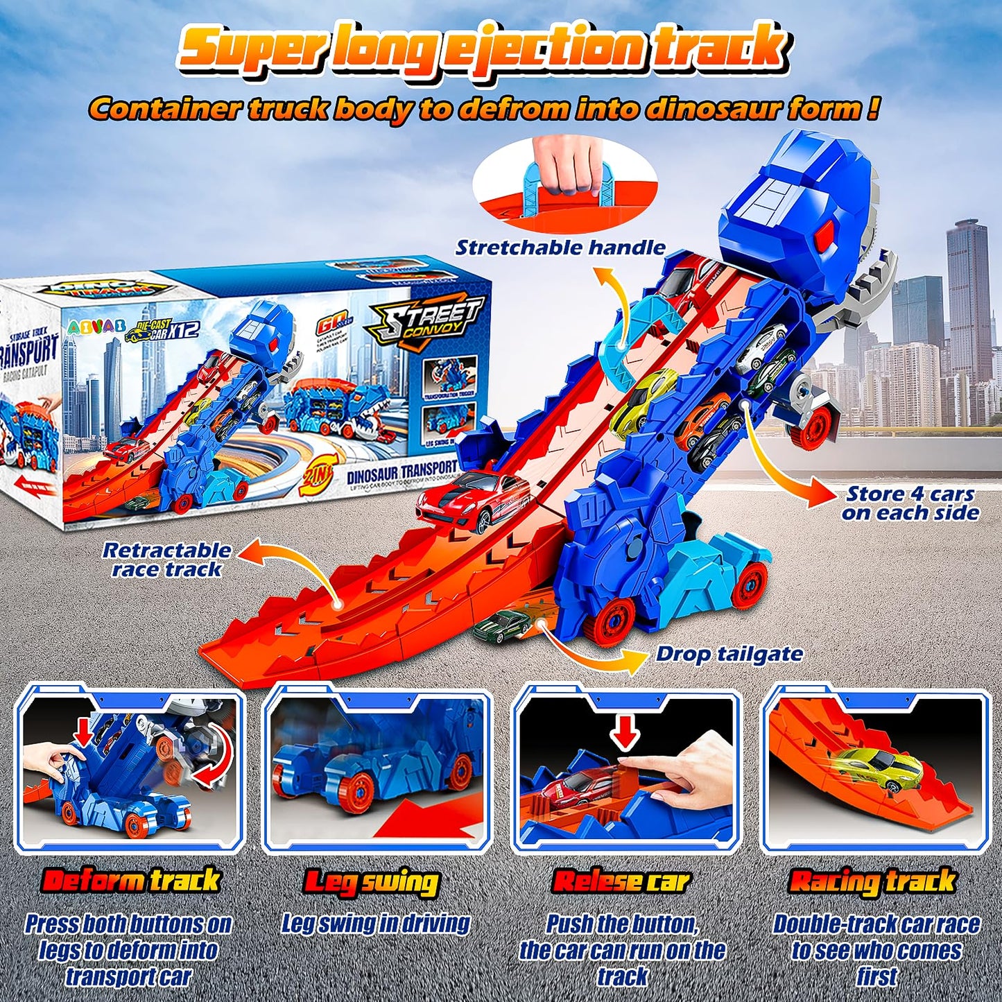 Dinosaur Truck Toy Set for Toddlers