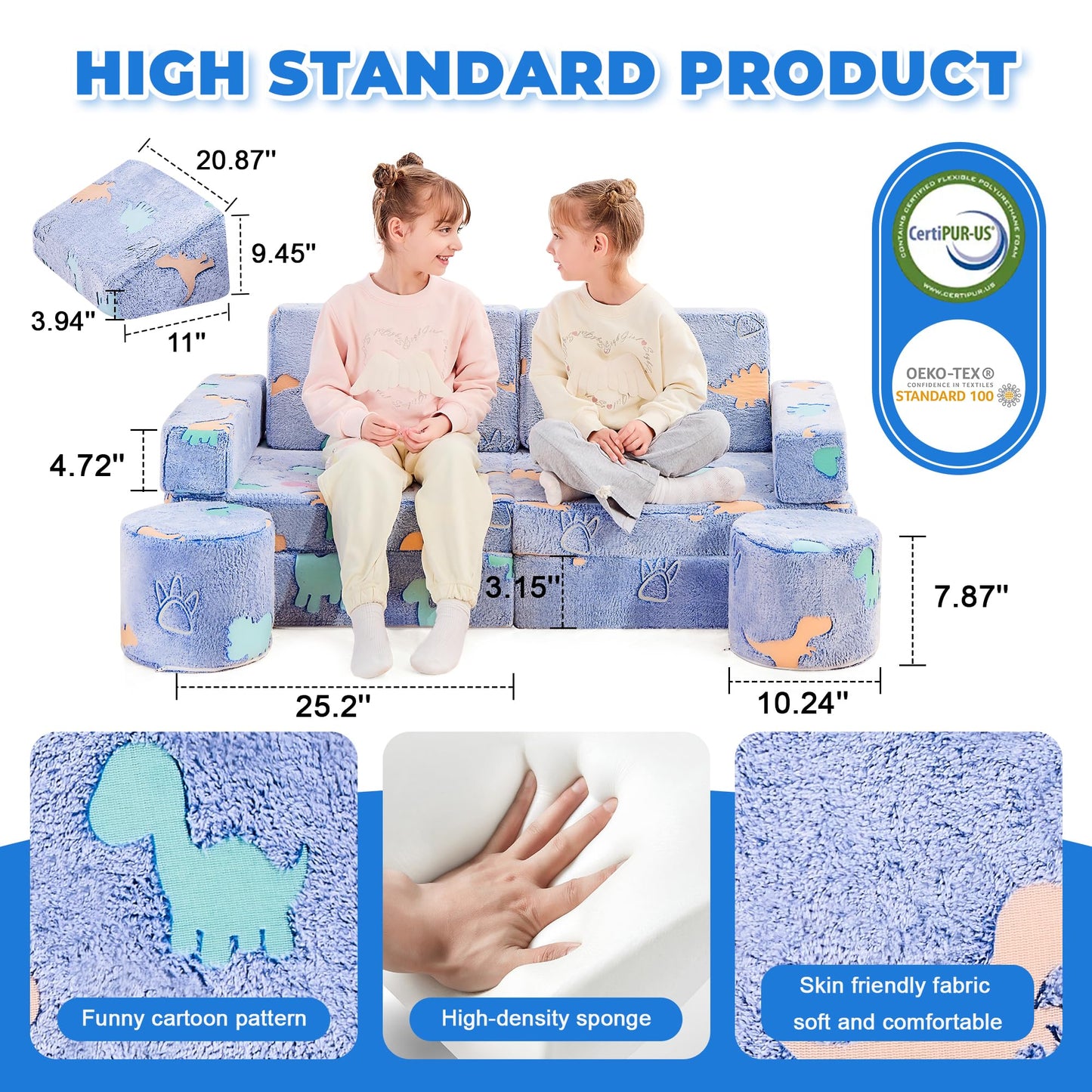 Modular Kids Play Couch - Convertible Foam Sofa