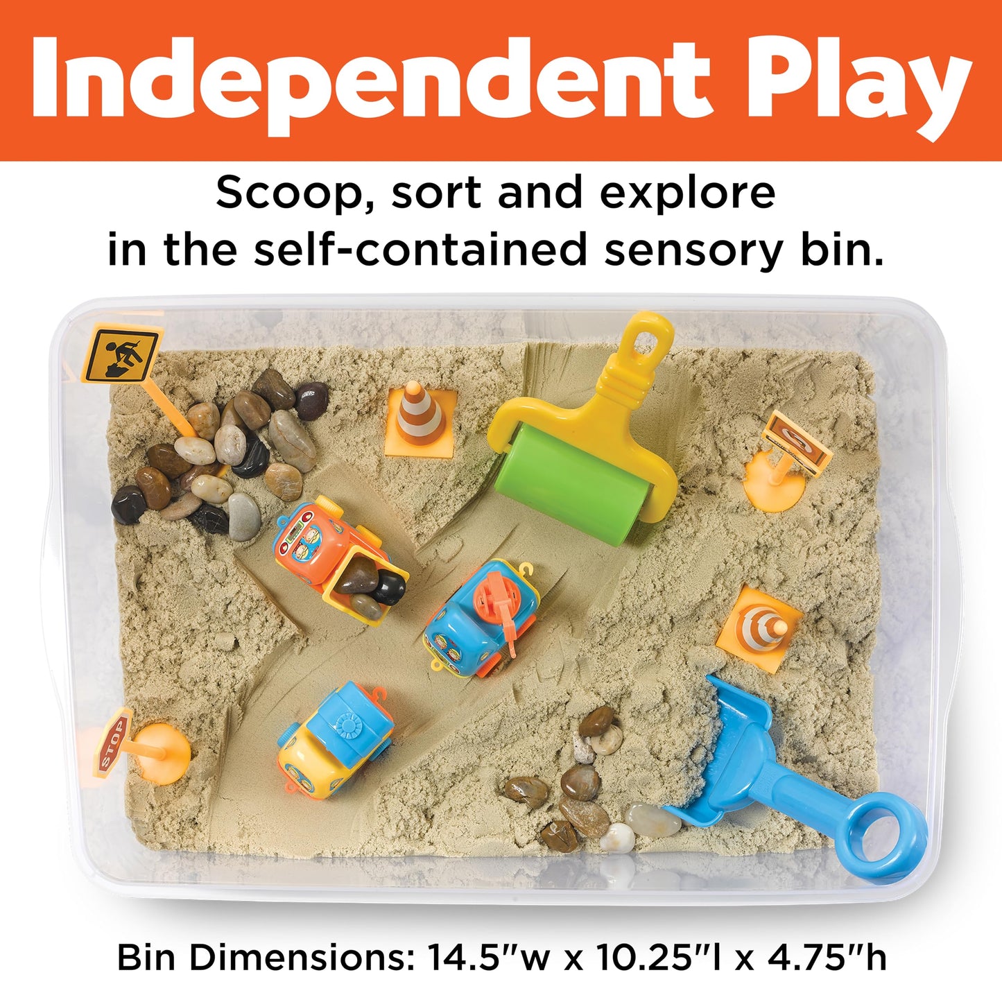 Construction Zone Sensory Bin Playset for Kids