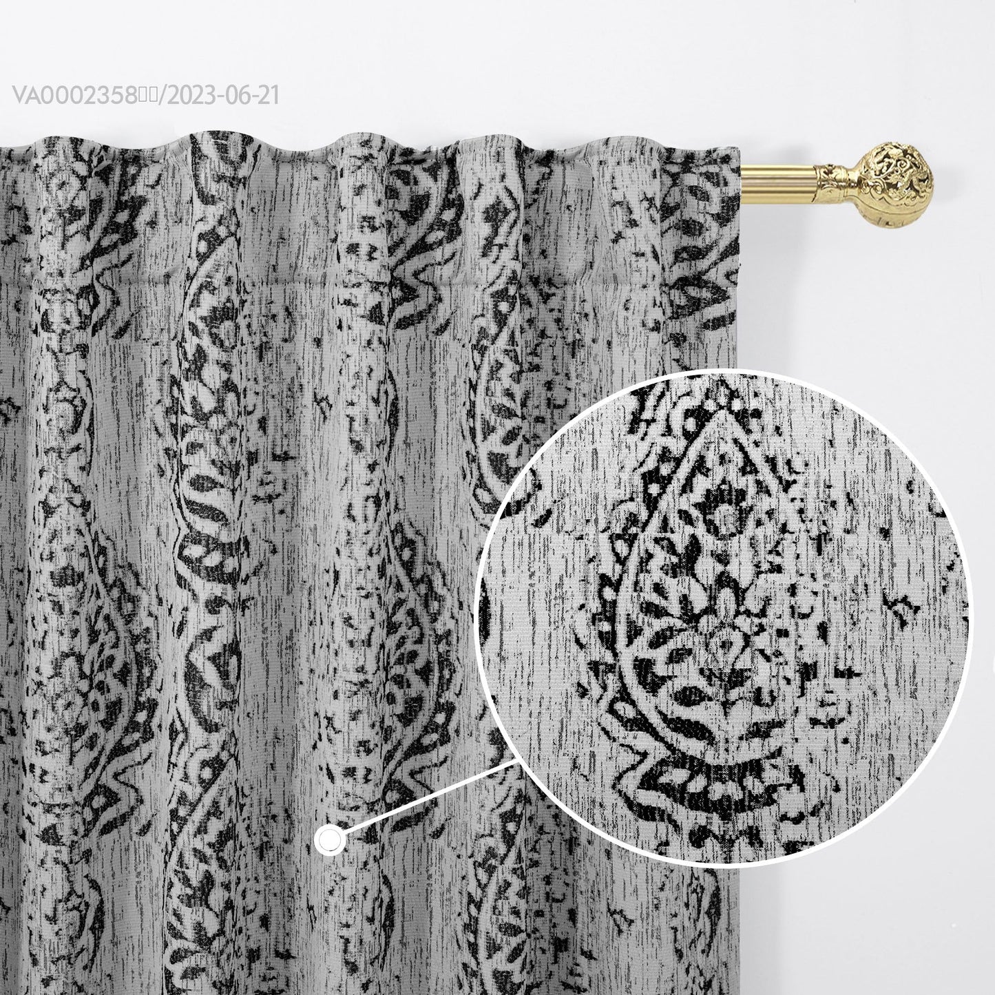 Elegant Black Curtains with Boho Medallion Pattern