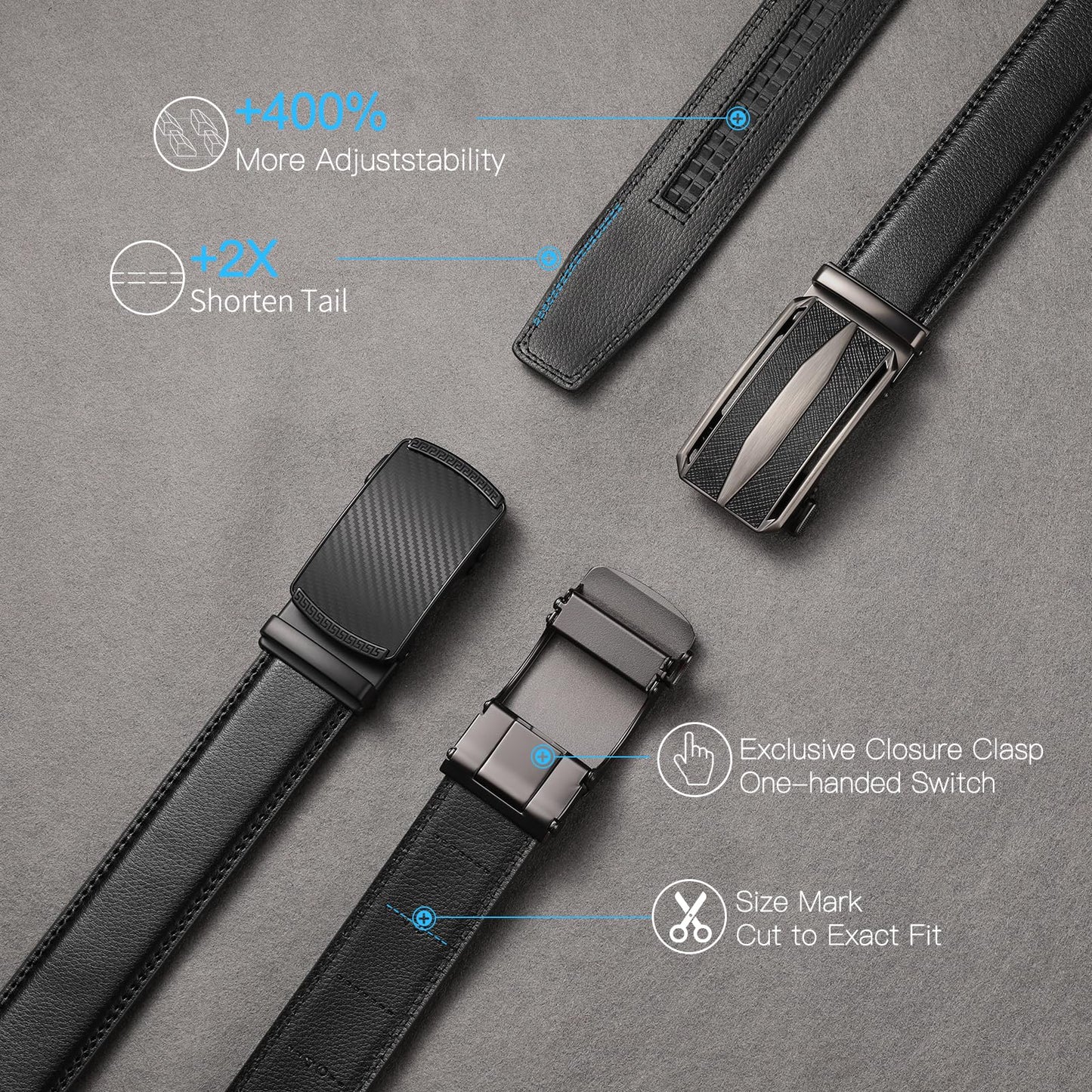 FALAN MULE Leather Ratchet Belt for Men