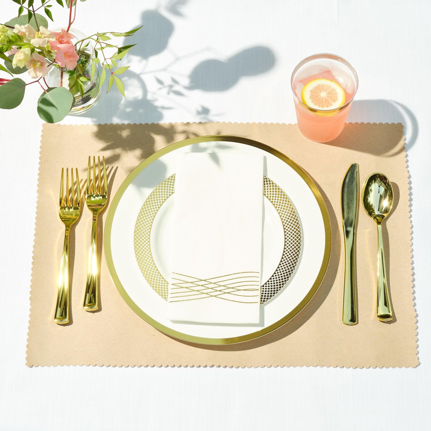 By Madee HEAVYWEIGHT 100 Pack 12 Oz Clear and Gold Rimmed Plastic Cups | Thanksgiving Cups Disposable | Elegant Gold Plastic Cups for Party