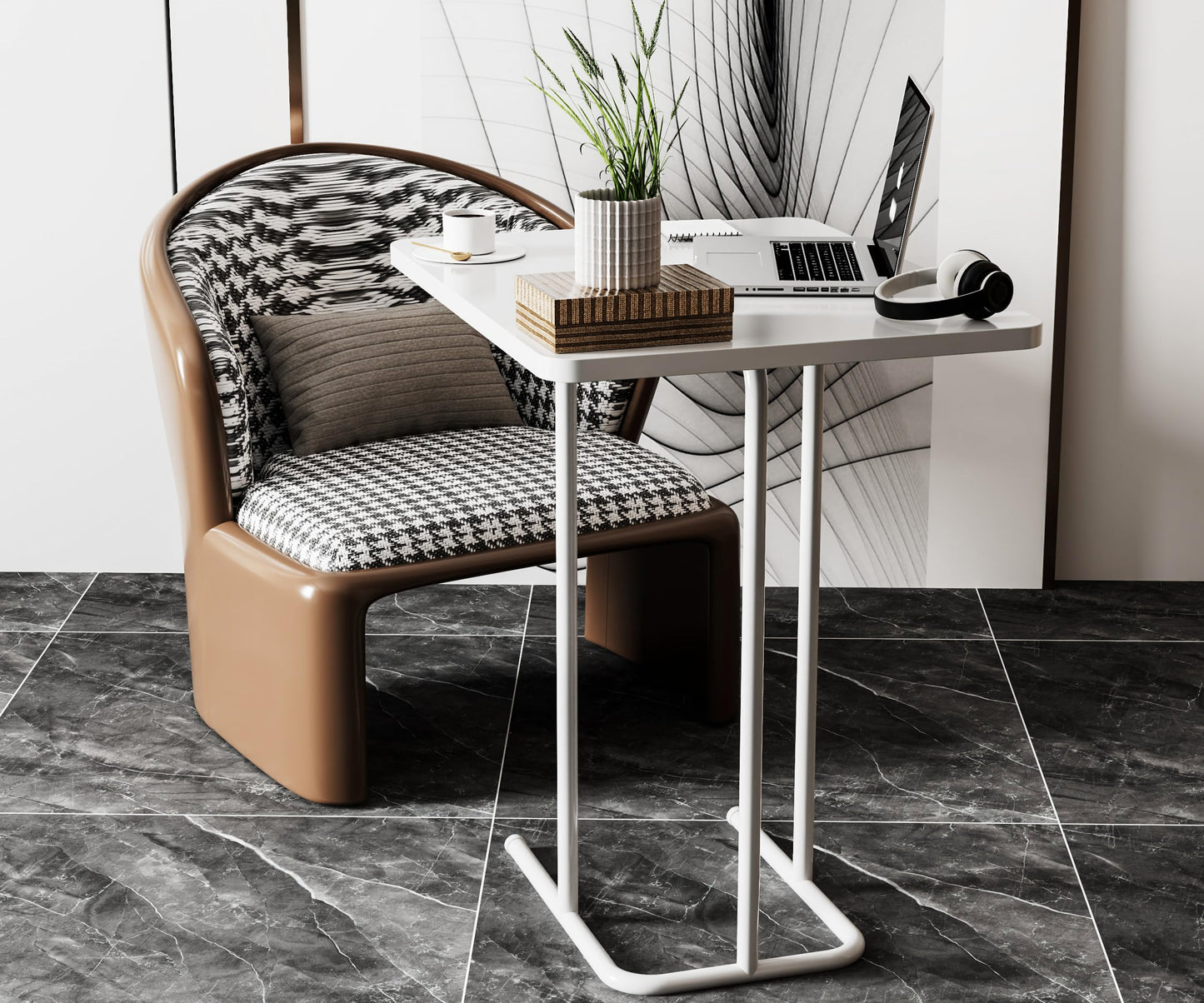 C-Shaped Side Table for Living Room & Bedroom