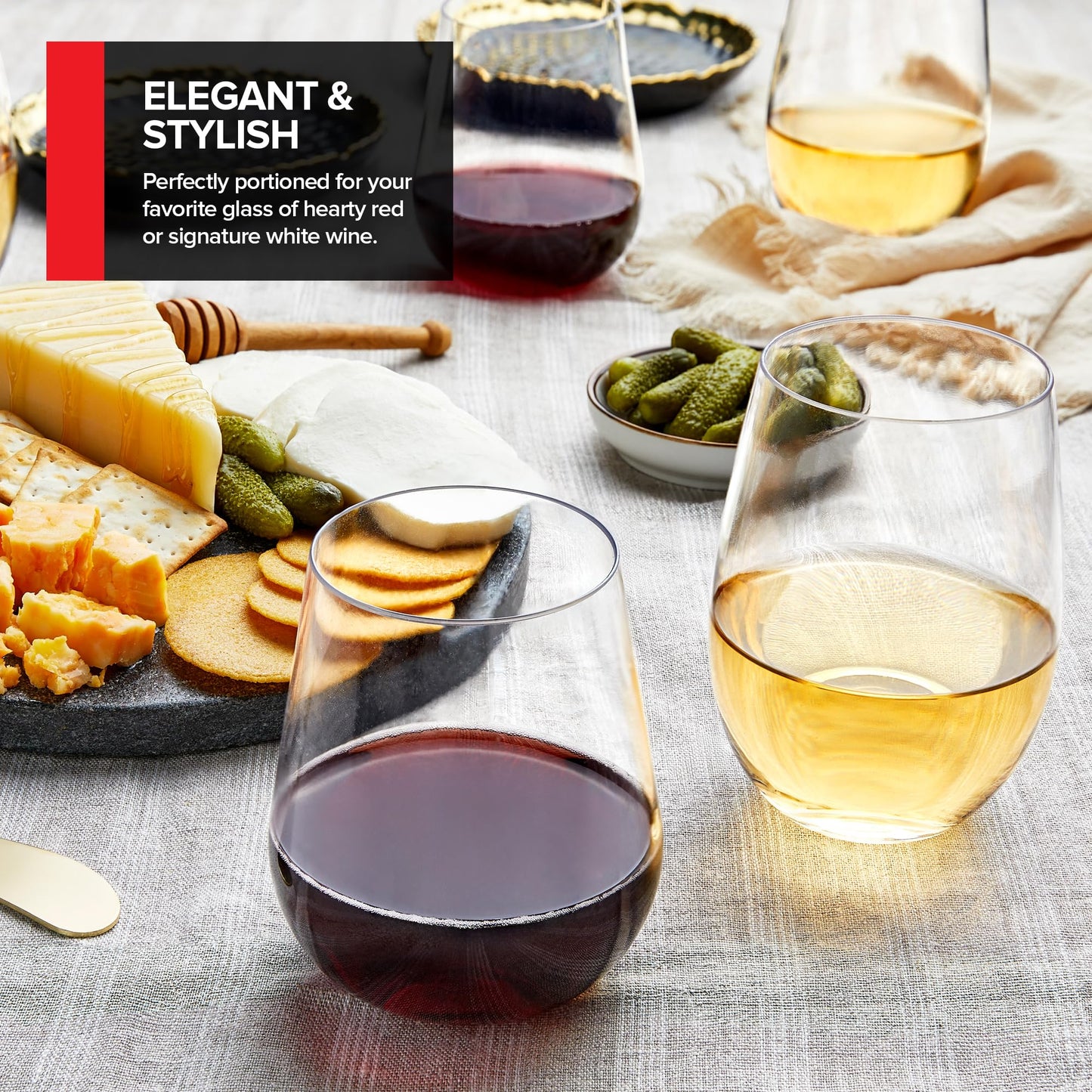12 Count Unbreakable Stemless Wine Glasses Set