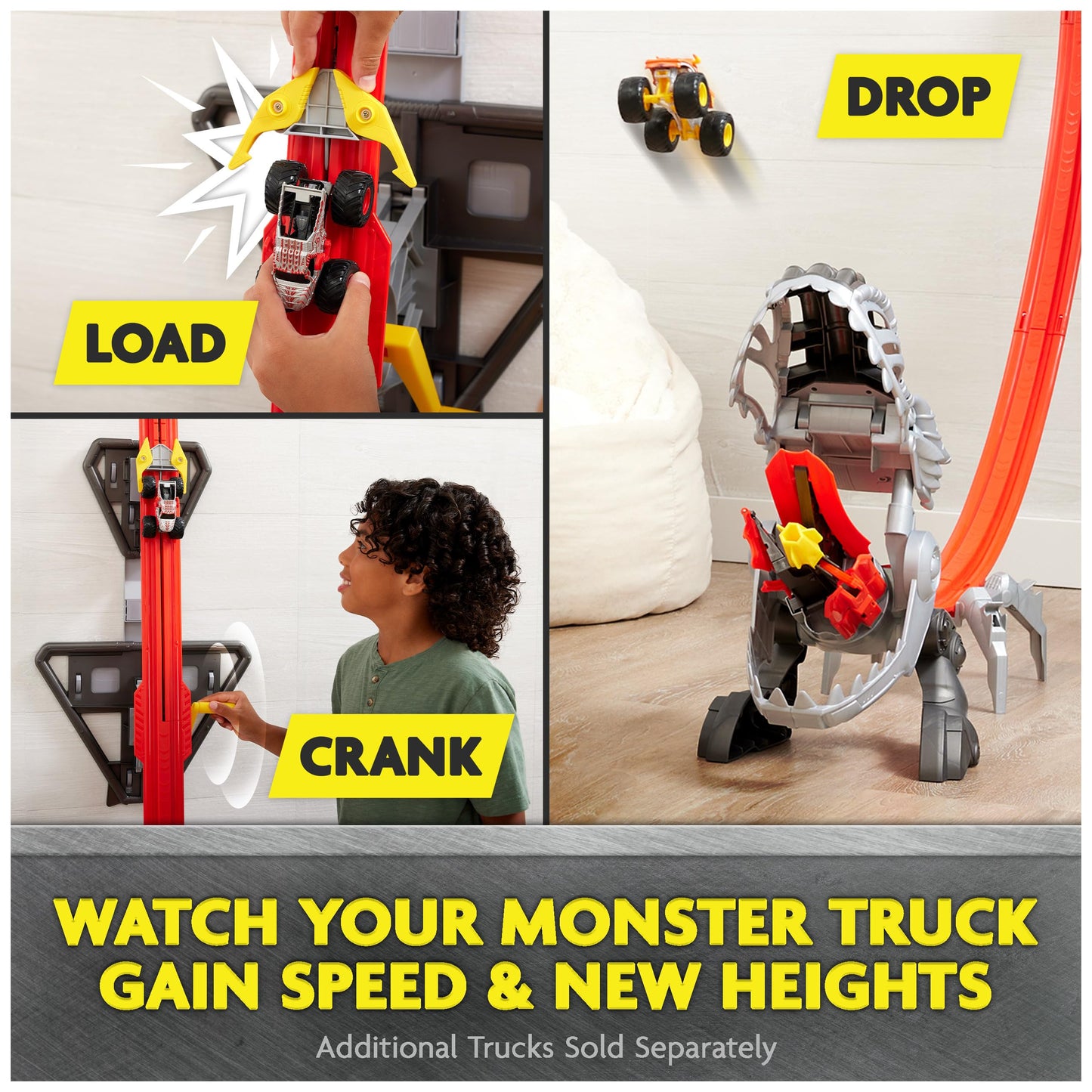 Monster Jam ThunderROARus Drop Playset with Exclusive Monster Truck, Over 6 Feet Tall, Lights & Sounds, Kids Dinosaur Toys for Boys and Girls Ages 4-6+