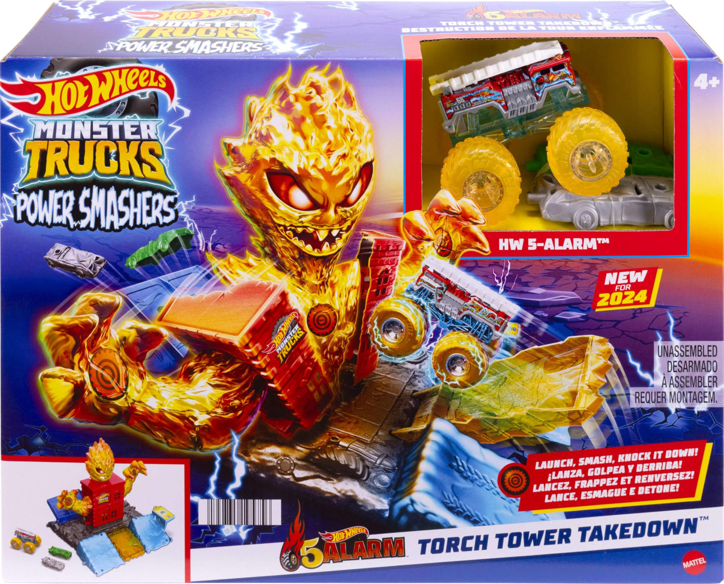 Hot Wheels Monster Trucks Firefighter Playset with Cars