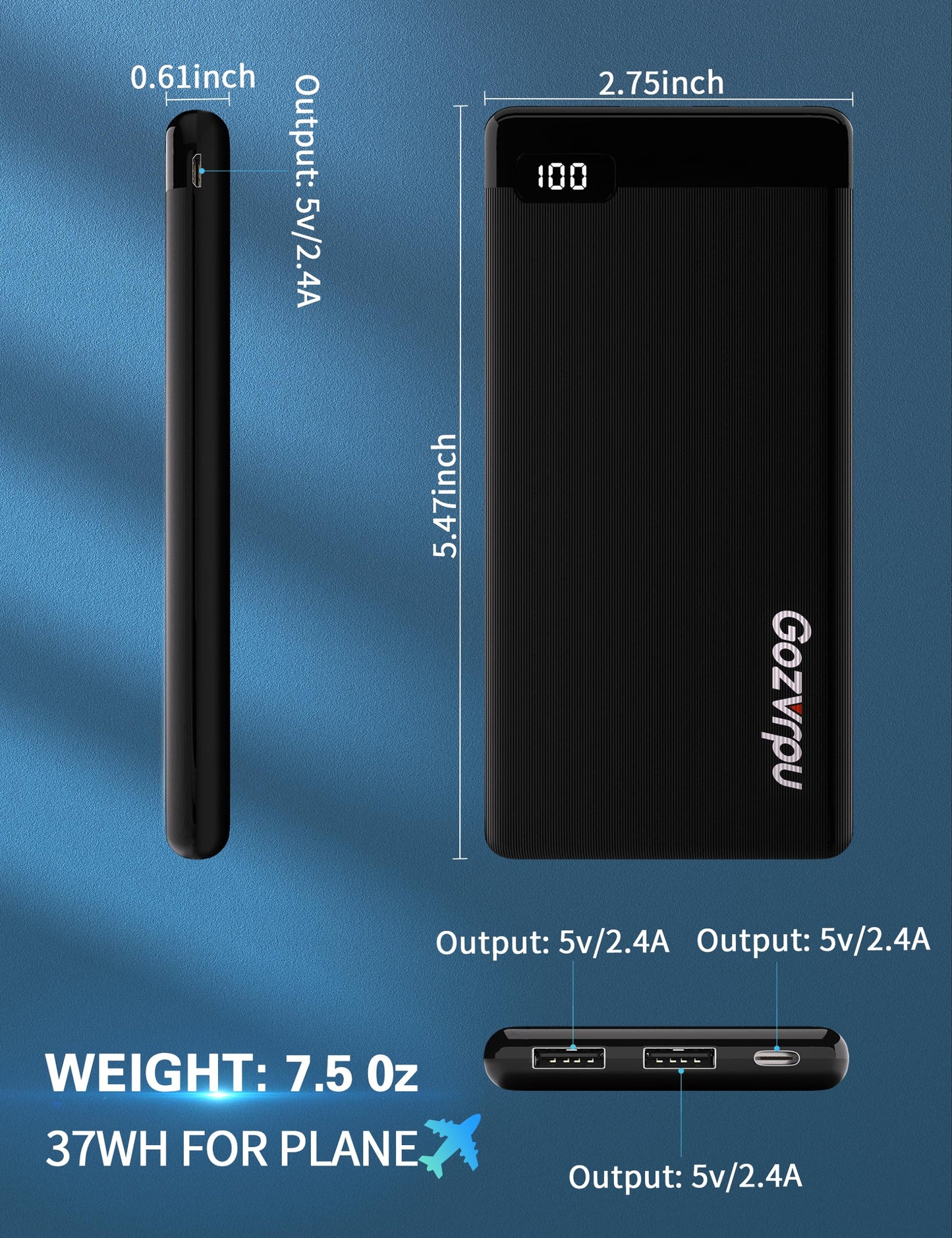 10000mAh Portable Power Bank with Fast Charge