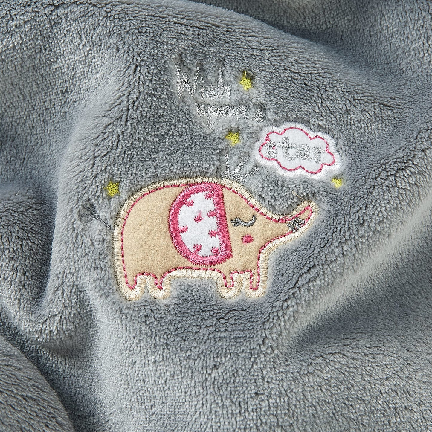 BEDELITE Baby Blankets for Boys Girls 30" x 40", Soft Cozy Fuzzy Fleece Blanket with Embroidered Elephant, Warm Breathable Infant Newborn Toddler Blanket for Crib Stroller Travel, Grey