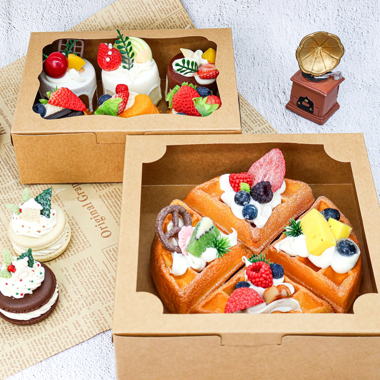 Brown Bakery Boxes with Window, 50pcs 8x8x2.5"