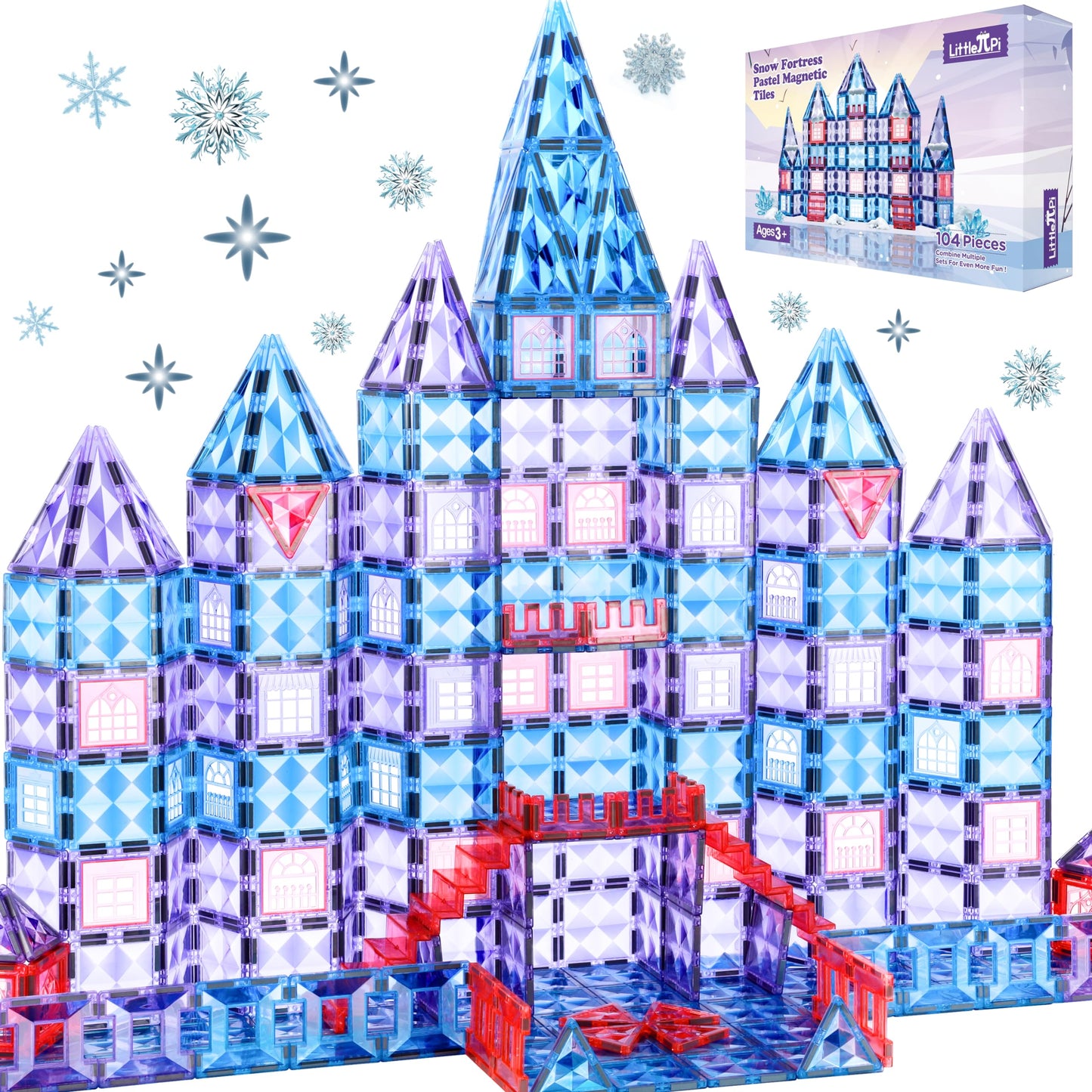 Frozen Magnetic Tiles 3 Year Old Girl Gifts 5 Year Old Girl Gift 4 Year Old Girl Birthday Gifts Princess Toys Magnet Tiles Gift 5 Year Old Girl Building Blocks Castle Gift for Girls Age 3 4 5 6 7 8