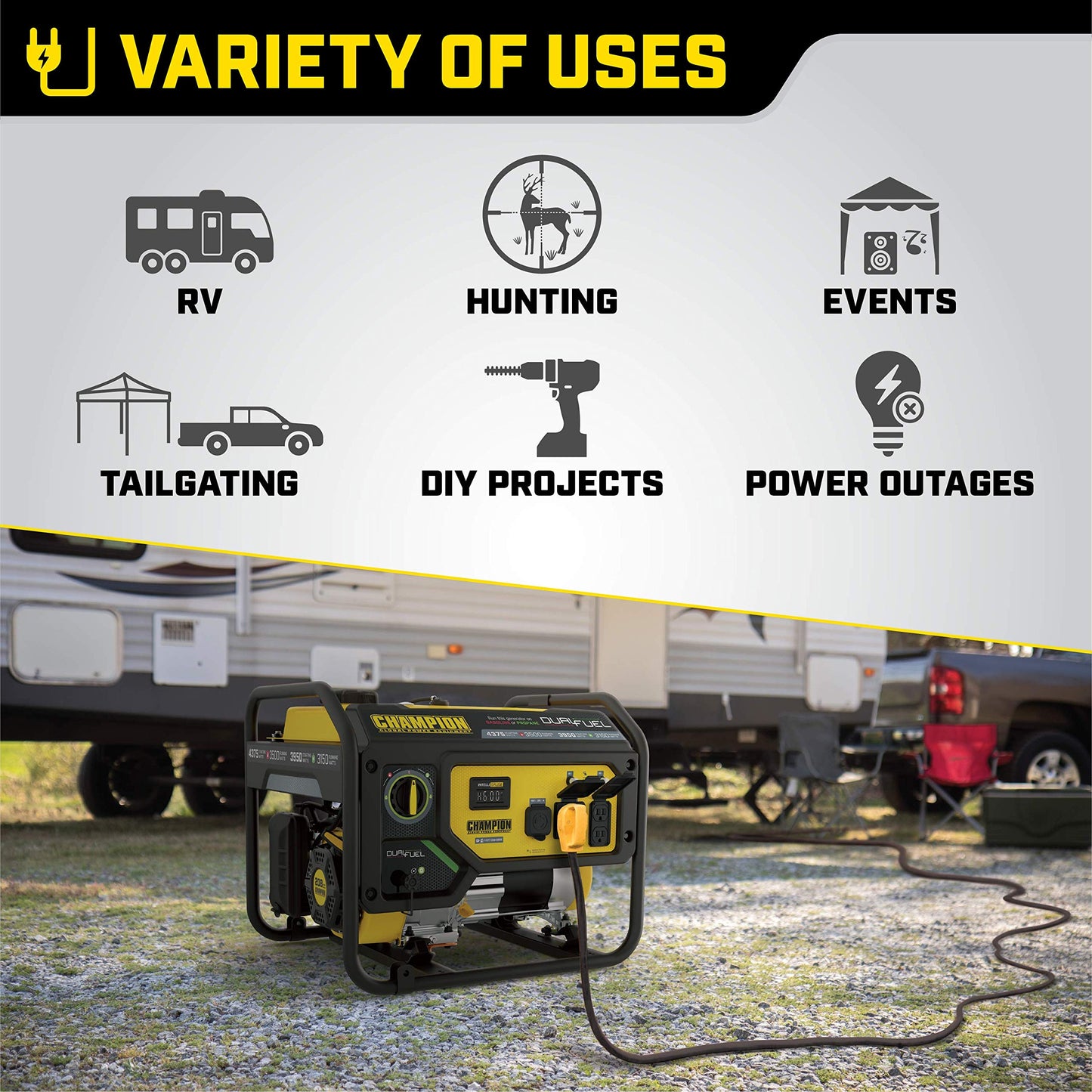Champion Power Equipment 4375-Watt Dual Fuel Portable Generator, RV Ready