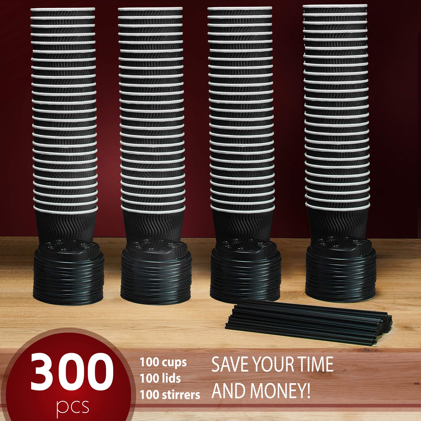 100 Pack 12 oz Insulated Disposable Coffee Cups
