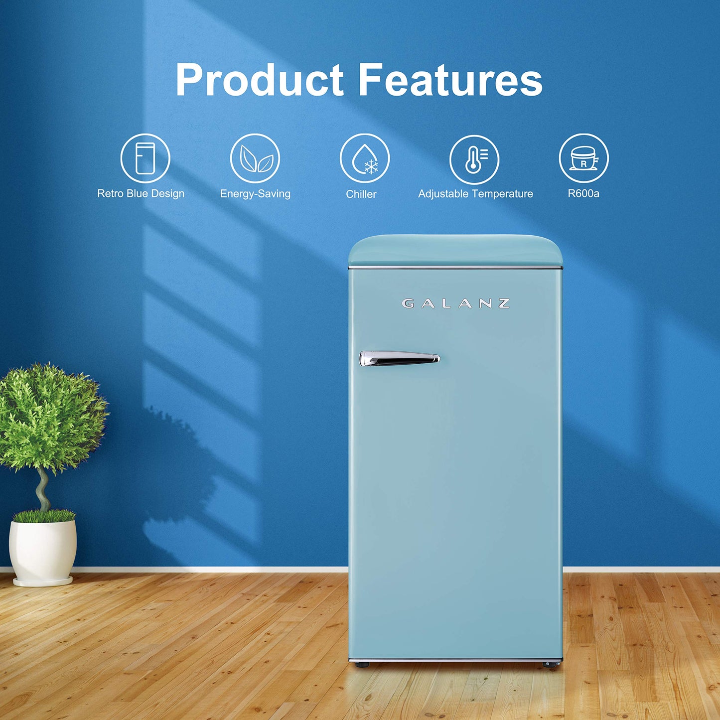 Galanz Retro Compact Refrigerator with Adjustable Thermostat