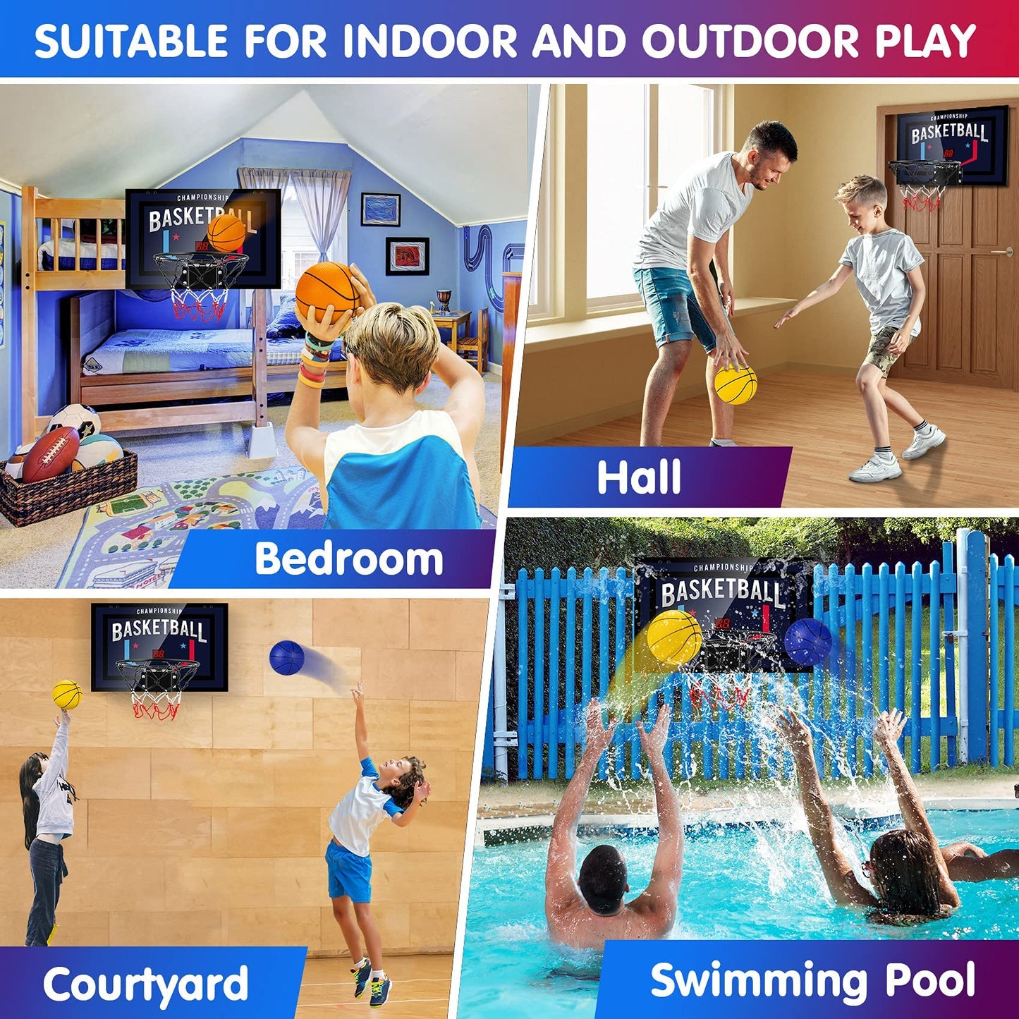 Indoor Basketball Hoop with Electronic Scoreboard