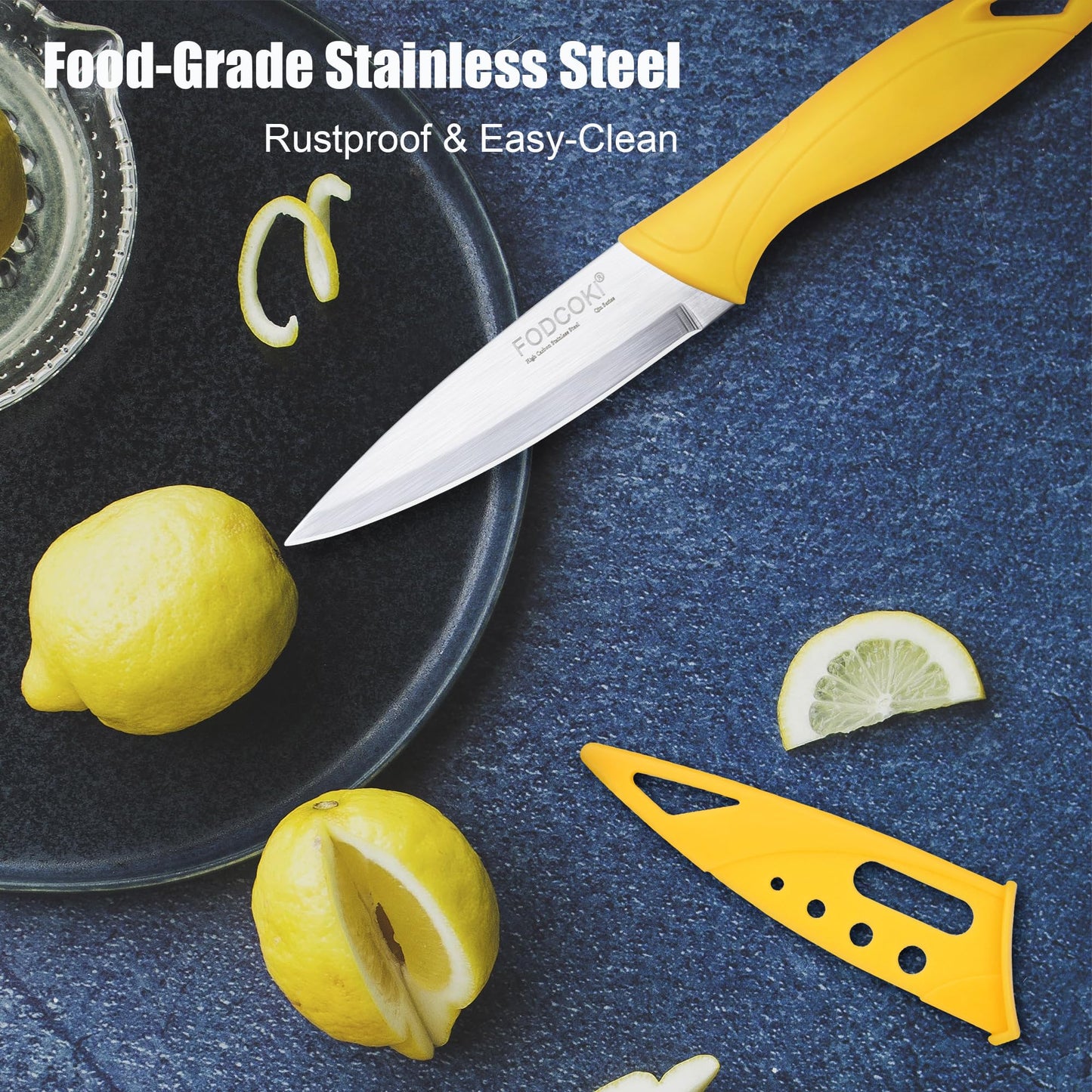 FODCOKI 4-Inch Fruit Paring Knives Set of 4