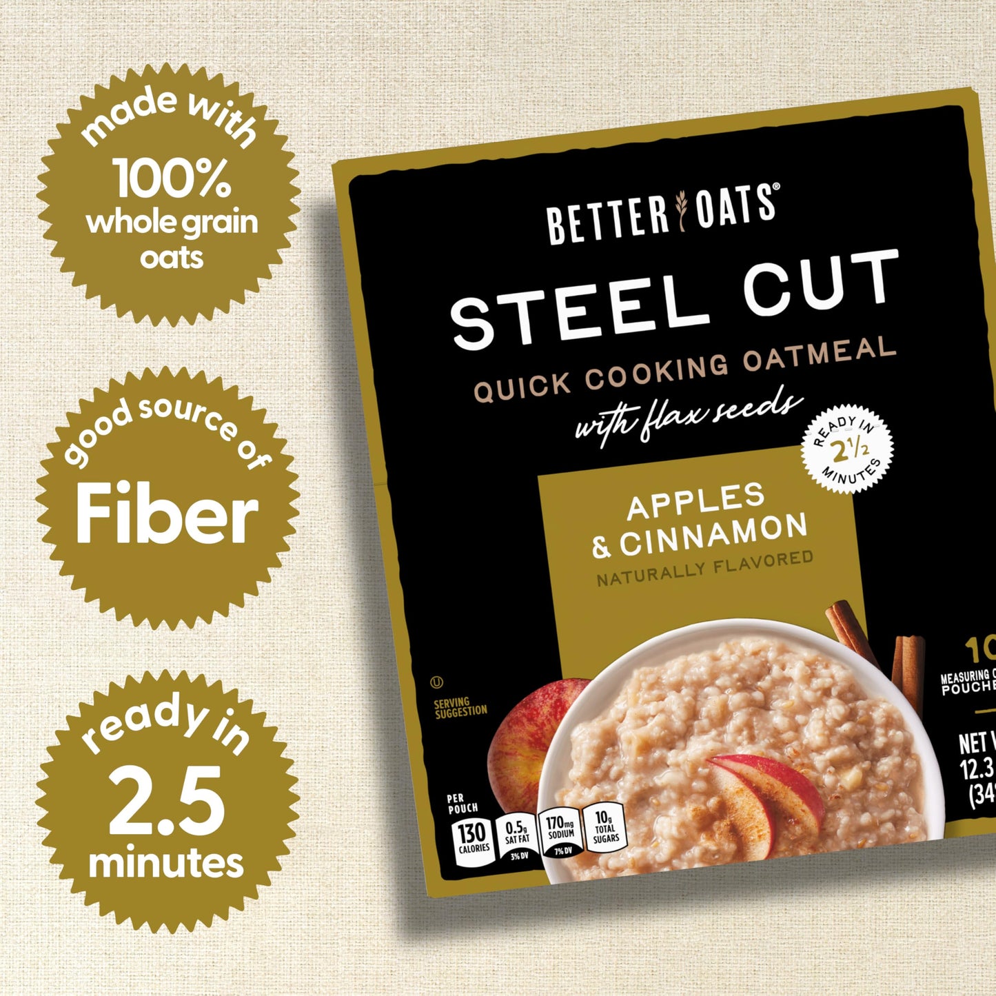 10 Pack Better Oats Apples Cinnamon Oatmeal