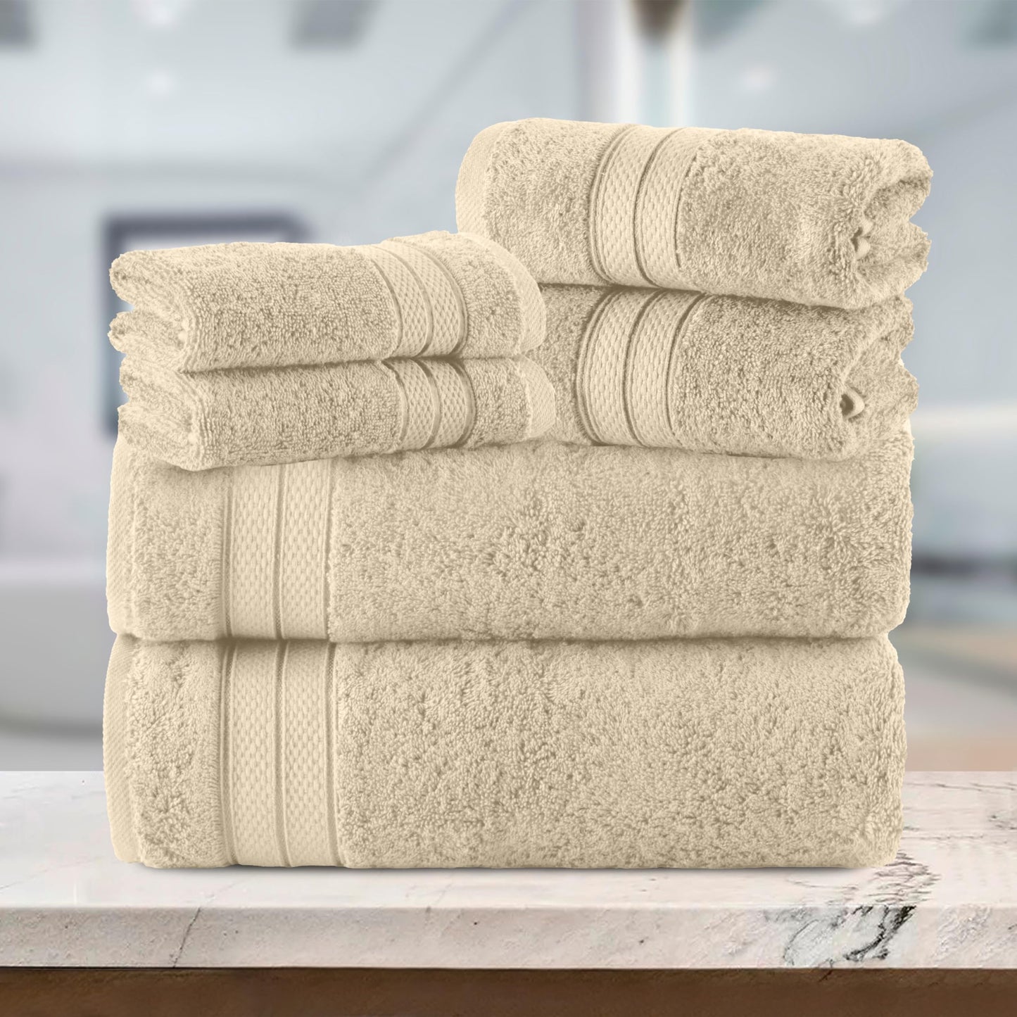 6-Piece Luxury Turkish Cotton Towel Set