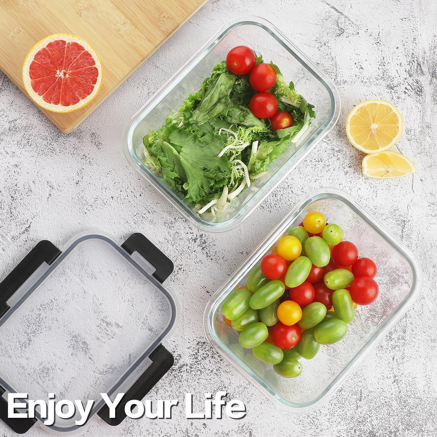10 Pack Glass Meal Prep Containers with Lids