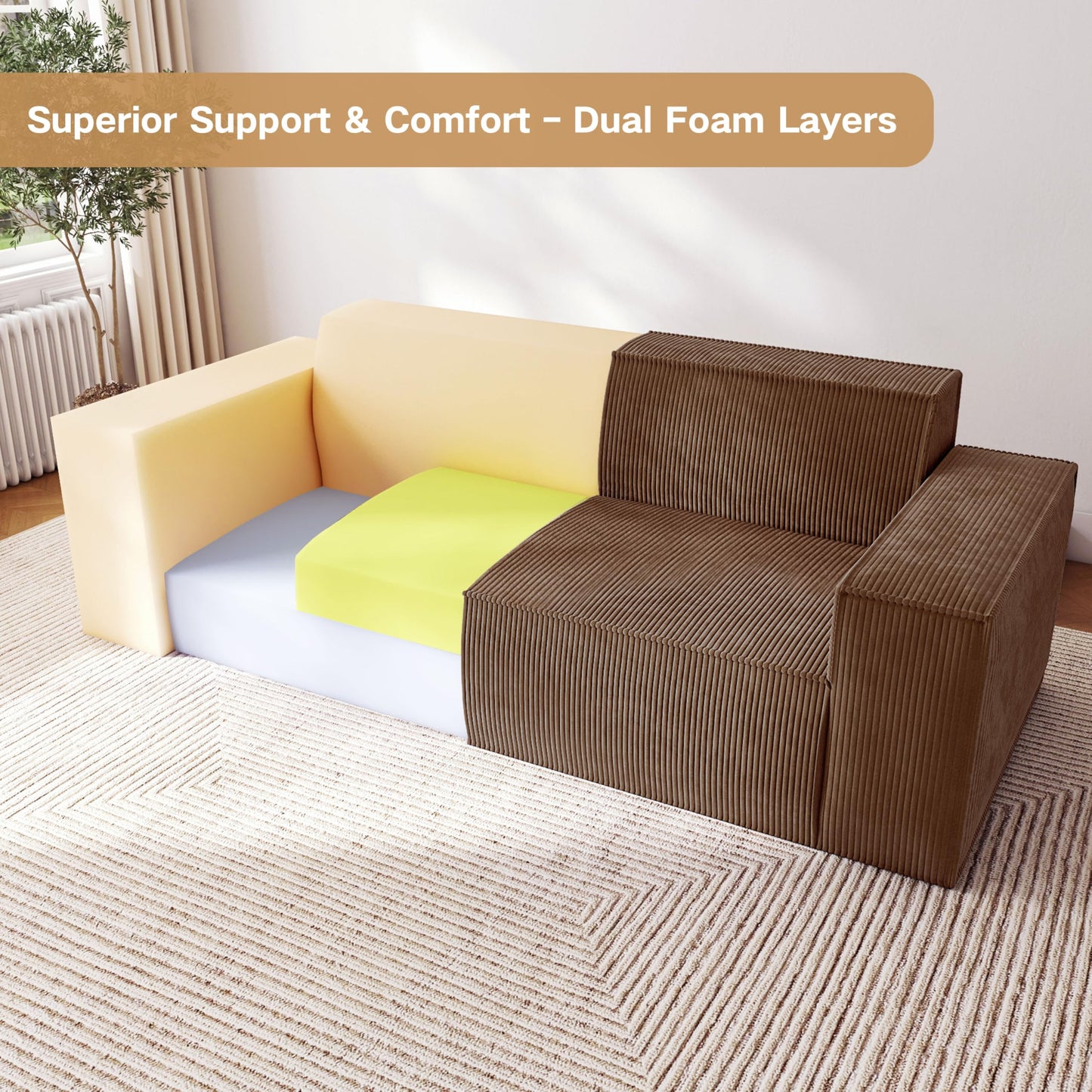 3-Seater Memory Foam Sofa for Living Room