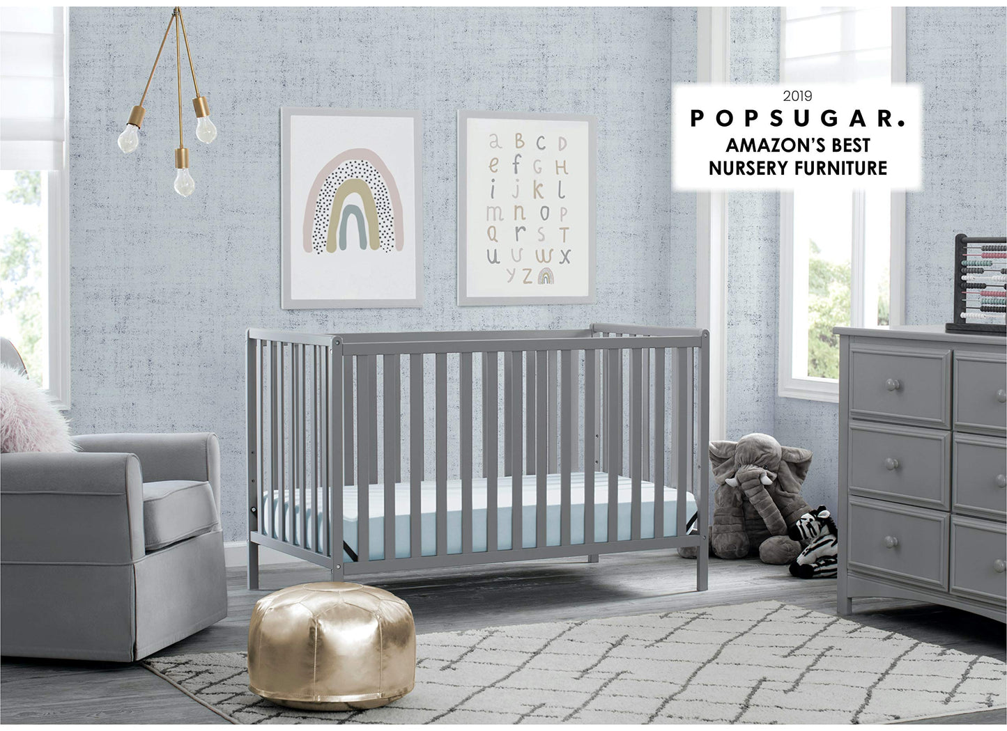 Delta Children Heartland 4-in-1 Convertible Crib - Greenguard Gold Certified, Grey