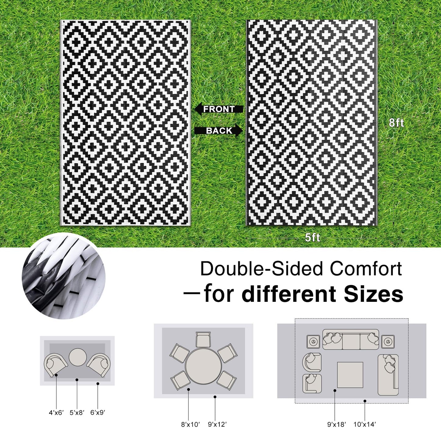 Waterproof Outdoor Rug 5x8 ft by OLANLY