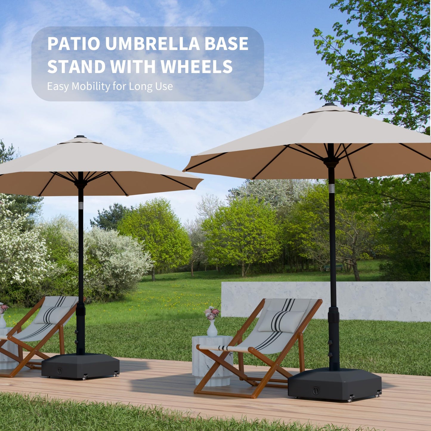 Heavy Duty Patio Umbrella Base with Wheels