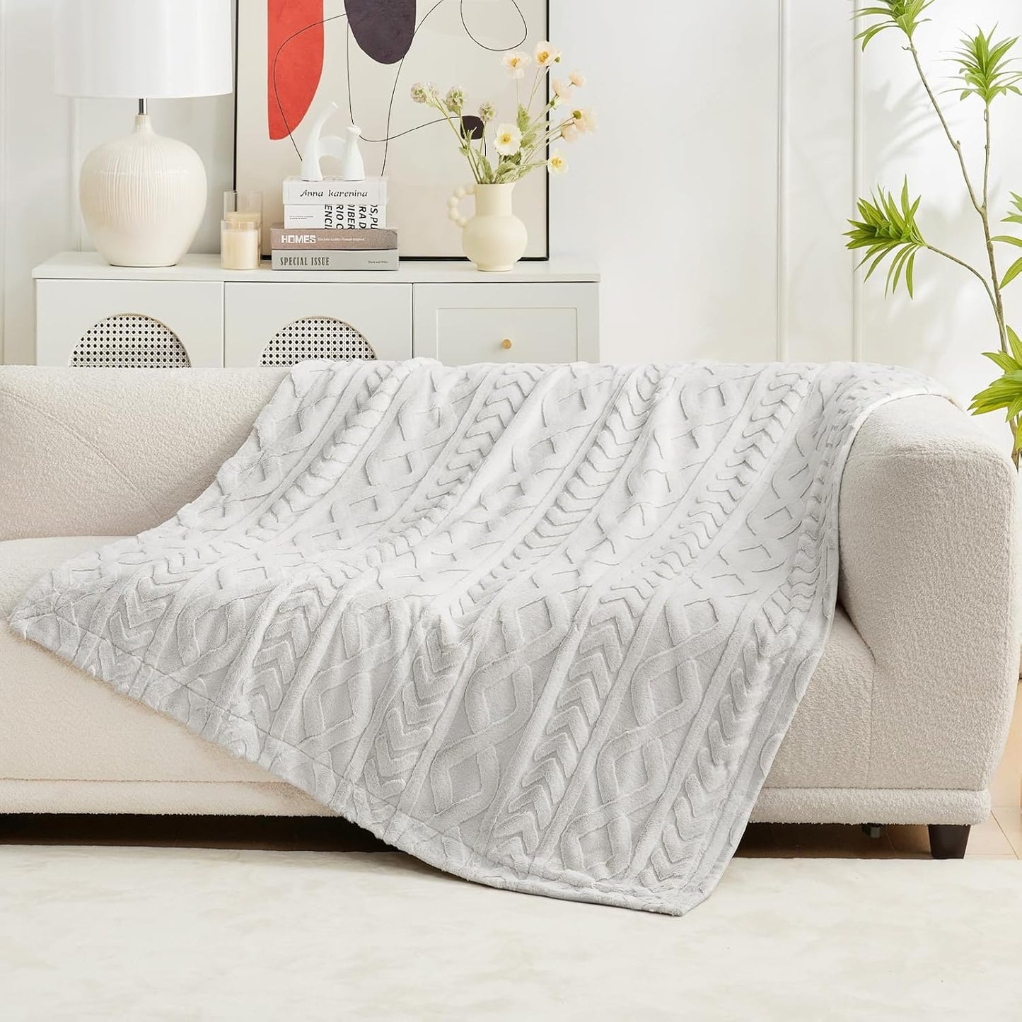 50"X60" Cozy Bliss Faux Fur Throw Blanket for Couch