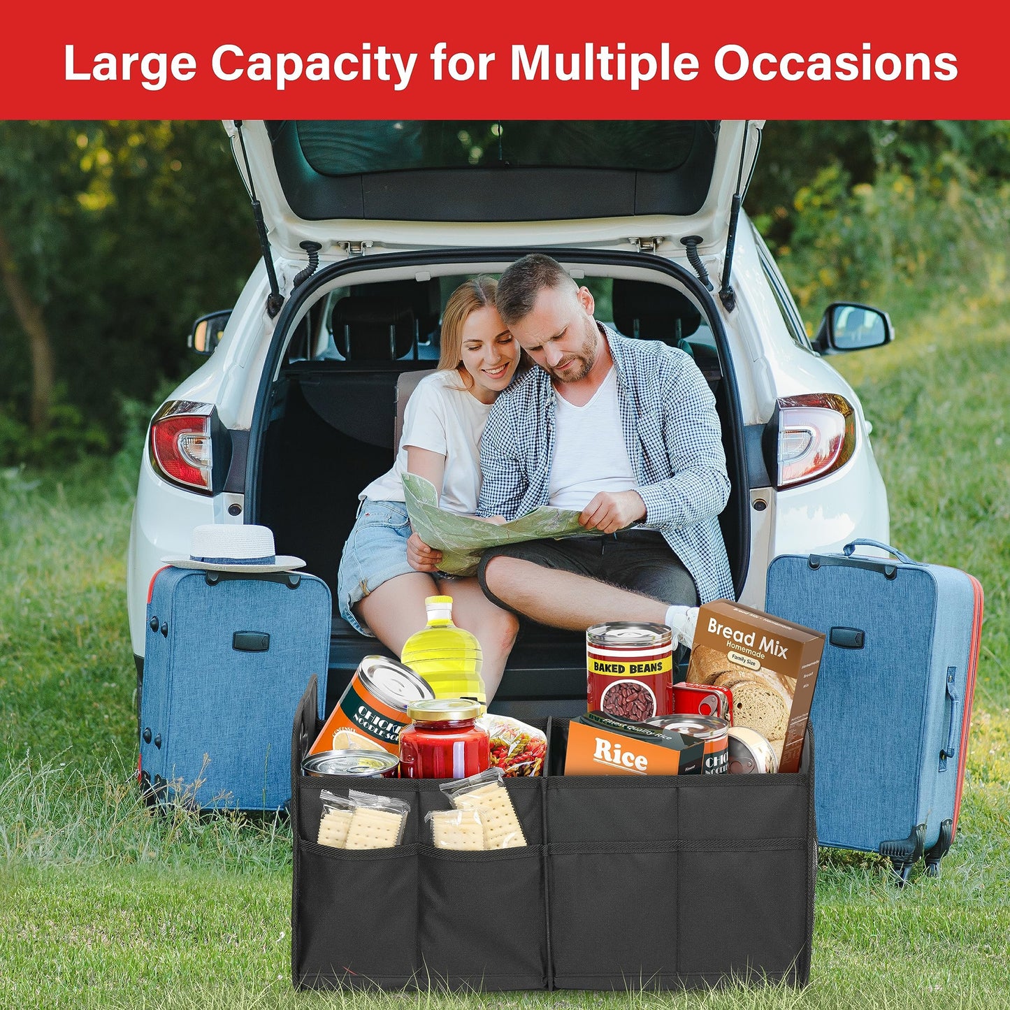 Car Trunk Organizer by Simple Deluxe, 2 Compartments