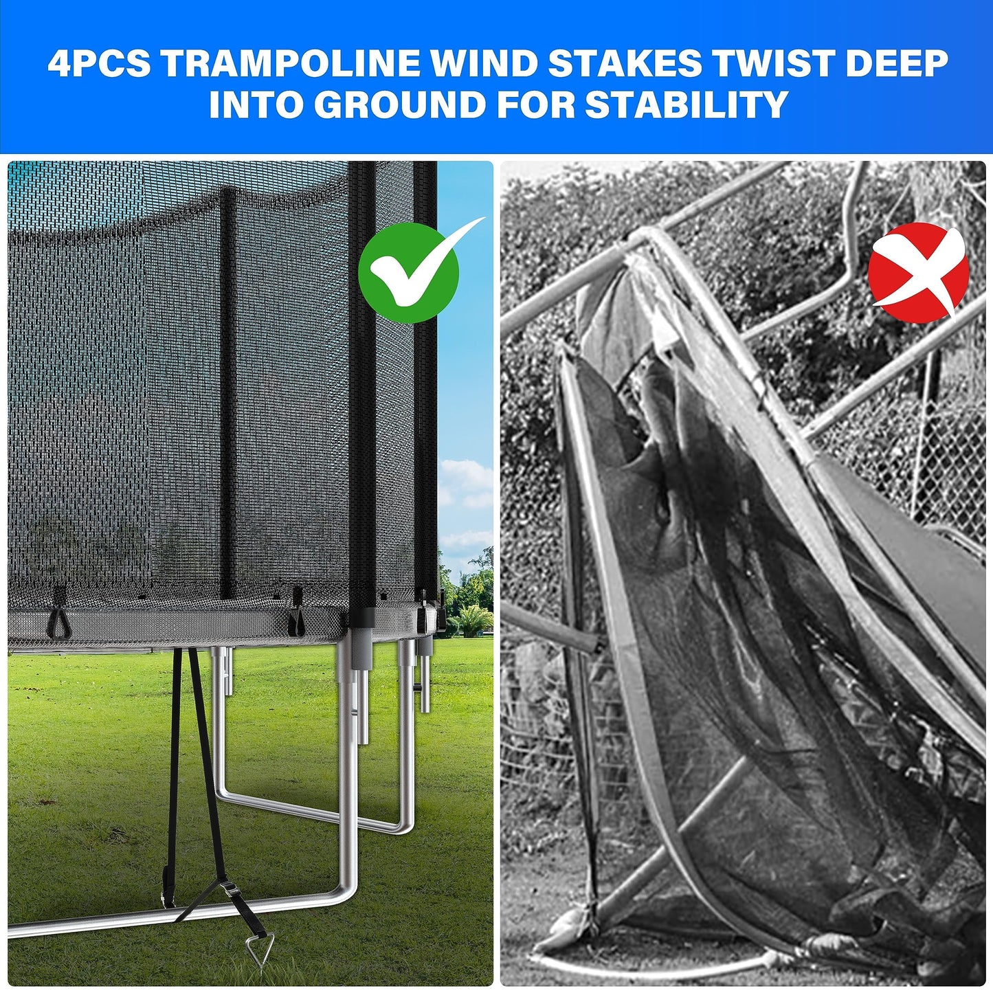 14FT Trampoline with Safety Enclosure and Wind Stakes