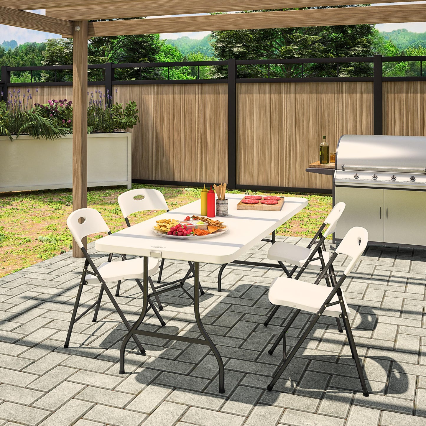 Cosco 4-Pack White Folding Chairs Set