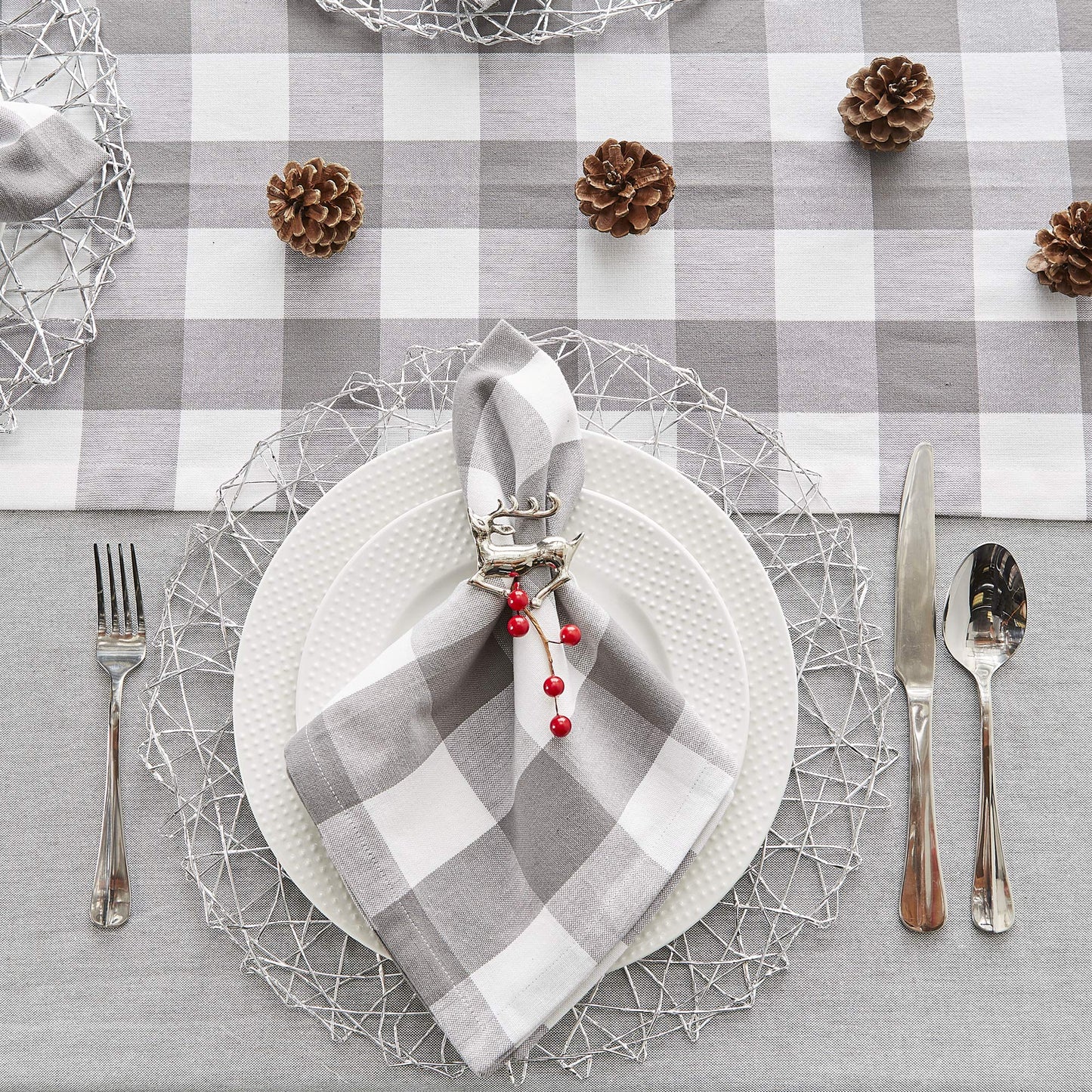 DII Gray & White Buffalo Check Napkin Set