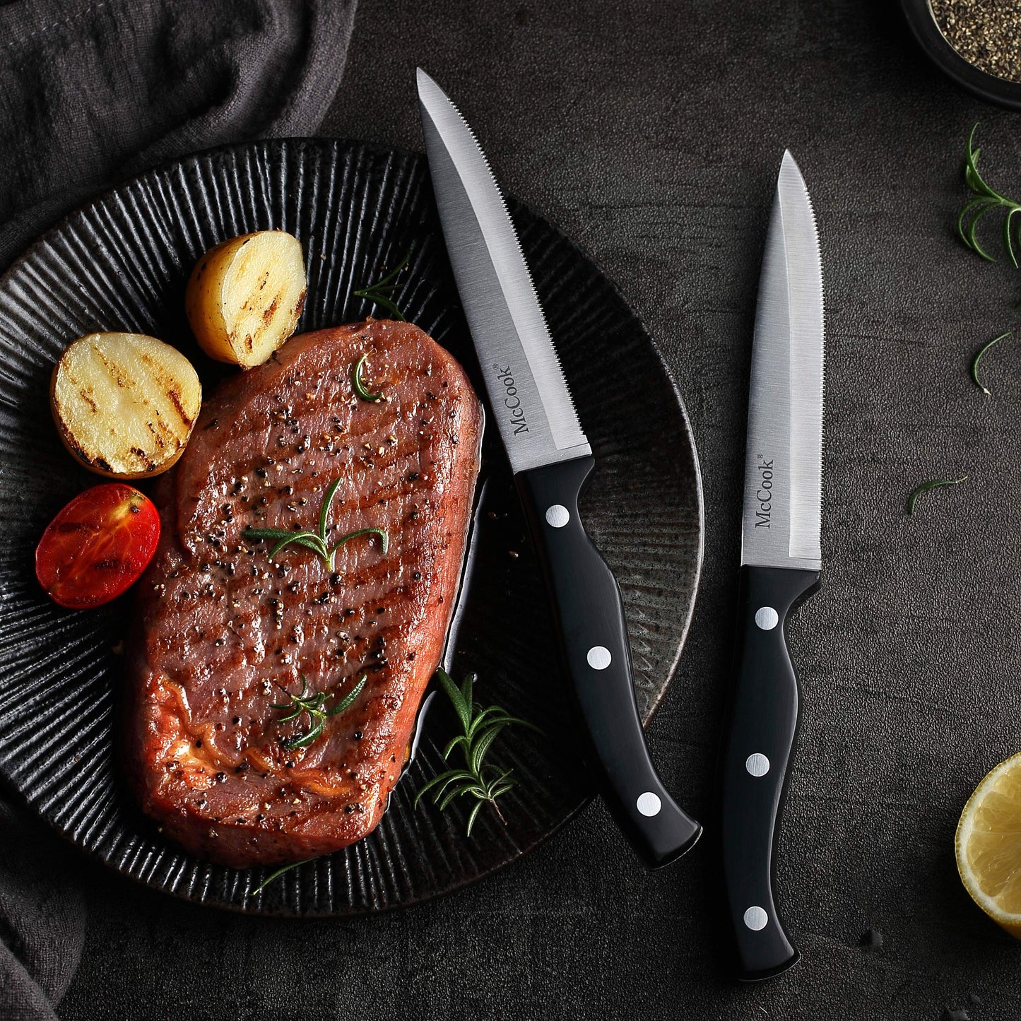 McCook Knife Set with Wooden Block & Sharpener