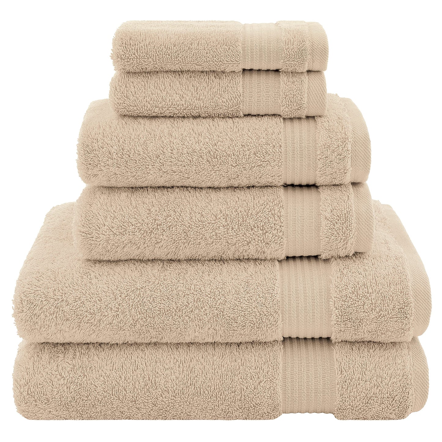 American Veteran Towel, 100% Cotton Turkish 6 Piece Towel Set, Luxury Towels Set of 6 for Bathroom Essentials, 2 Bath Towels 2 Hand Towels 2 Washcloths, Beige