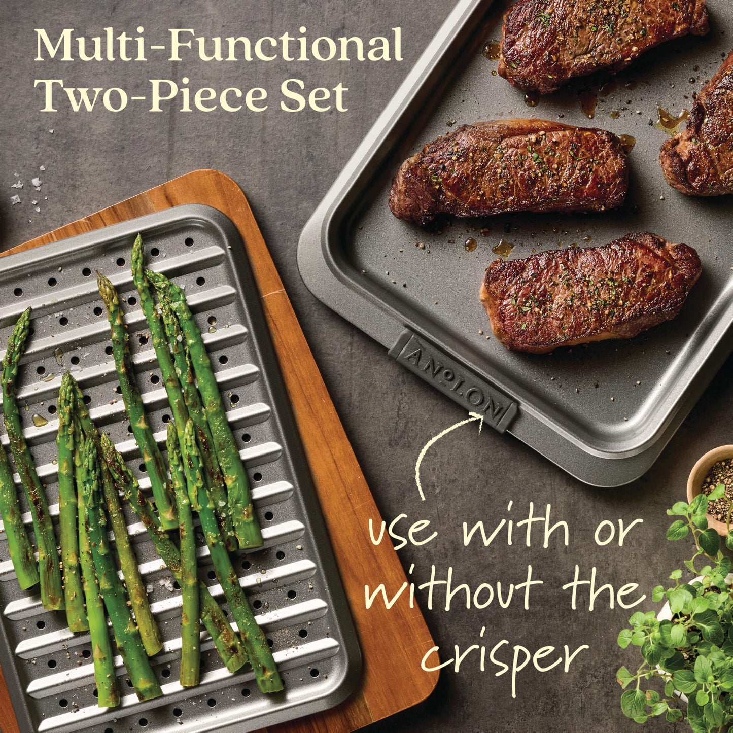 Anolon 2-Piece Steel Crisper Pan Set