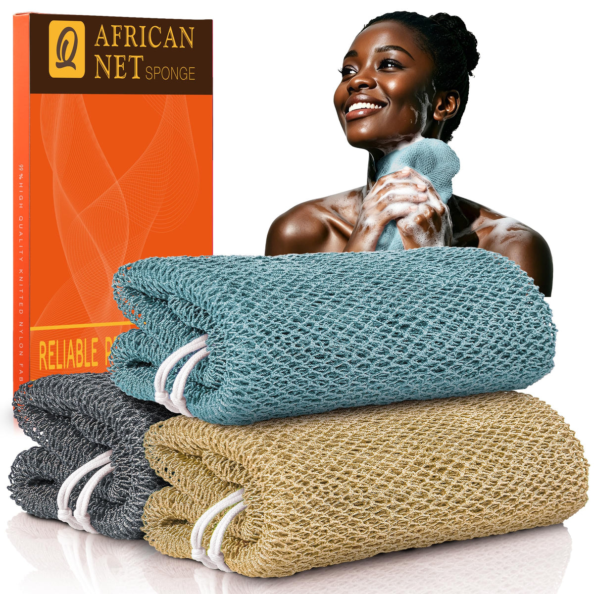 3 Pack Exfoliating African Net Body Scrubbers