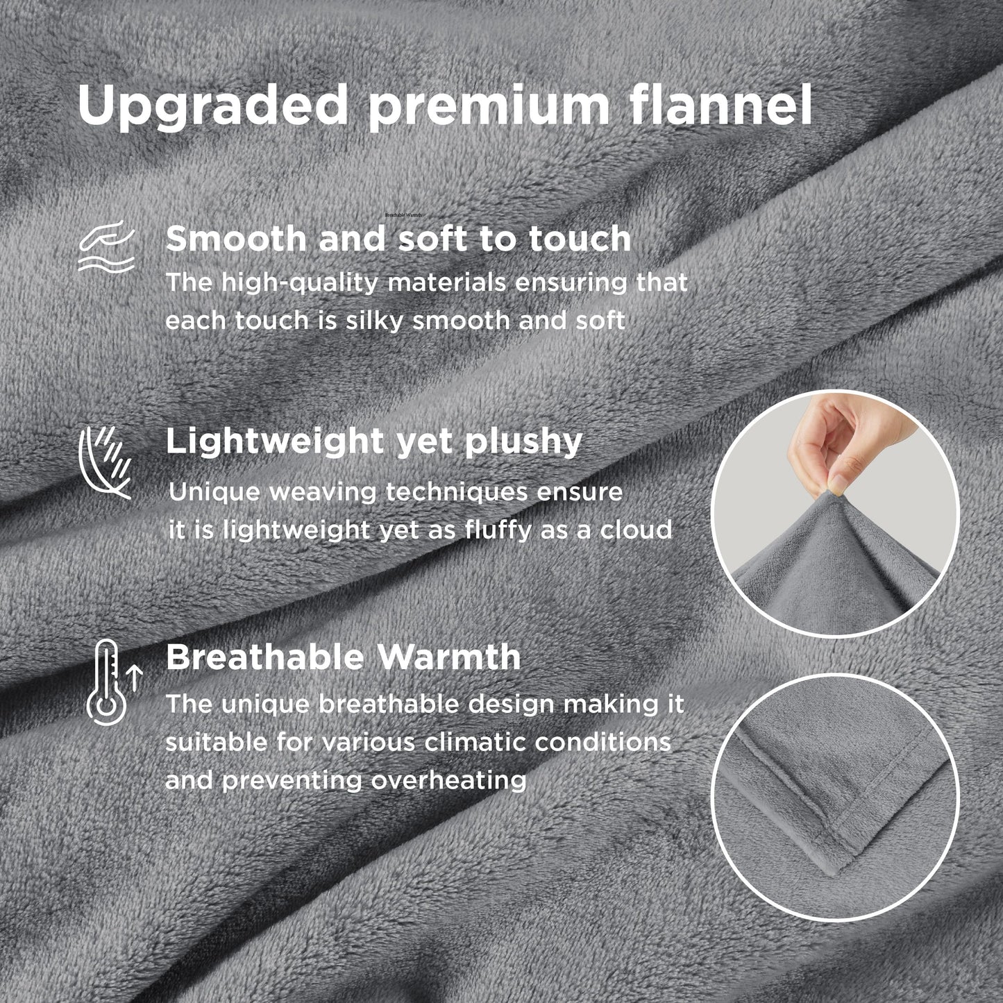 Bedsure Grey Fleece Blanket 50x70 Blanket - 300GSM Soft Lightweight Plush Cozy Blankets for Bed, Sofa, Couch, Travel, Camping