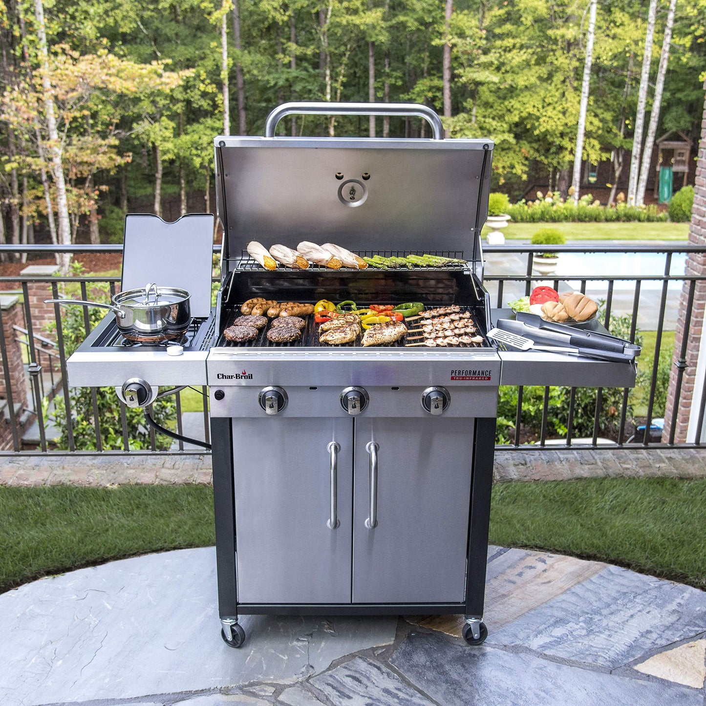 Char-Broil 3-Burner Propane Gas Grill with Side Burner