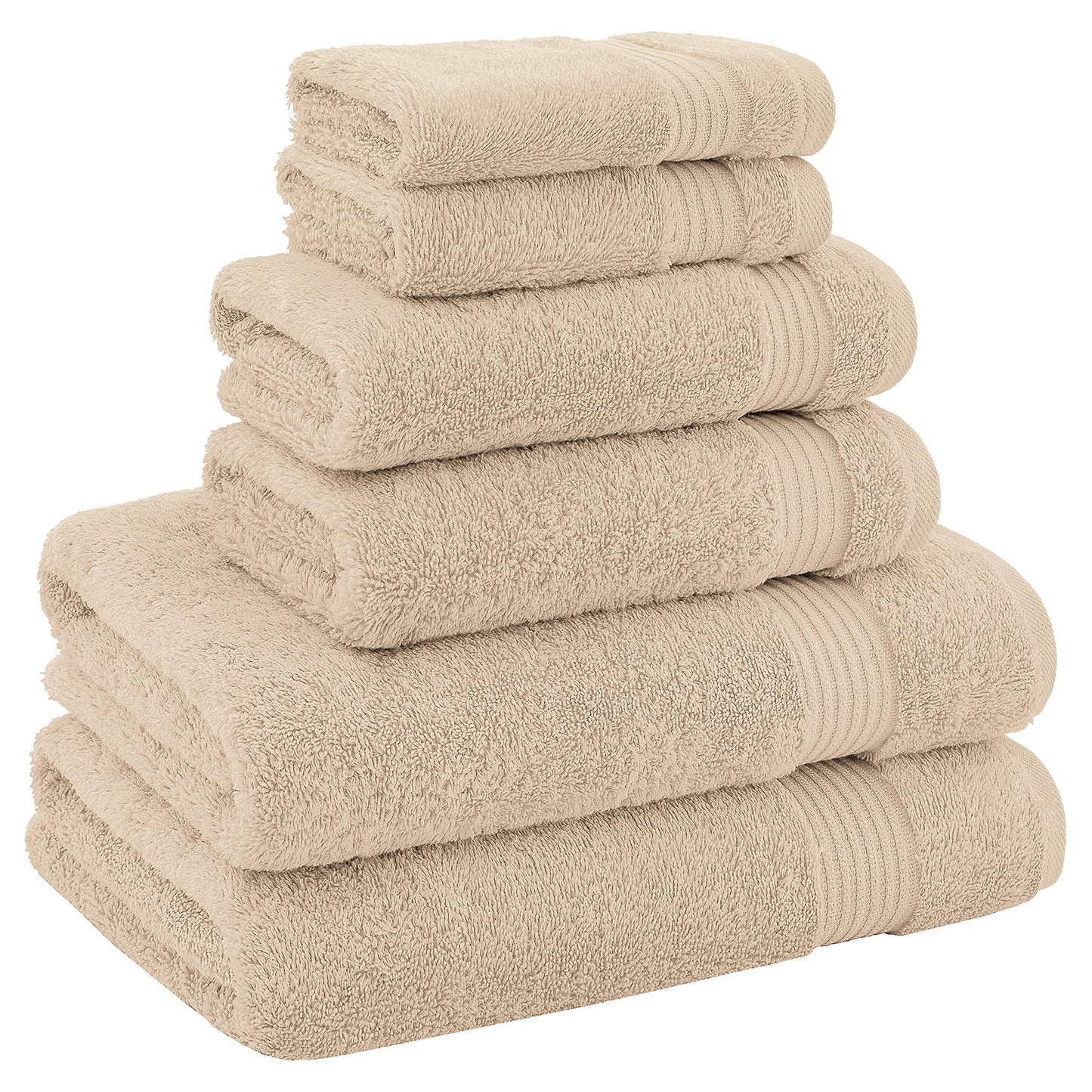 American Veteran Towel, 100% Cotton Turkish 6 Piece Towel Set, Luxury Towels Set of 6 for Bathroom Essentials, 2 Bath Towels 2 Hand Towels 2 Washcloths, Beige