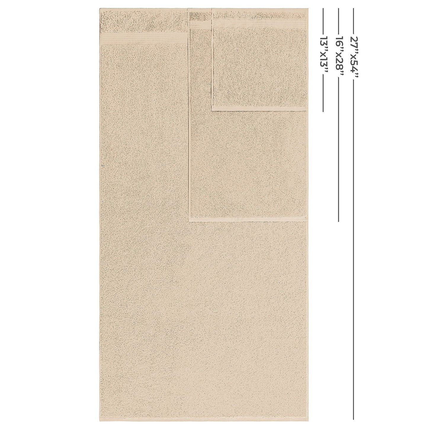 American Veteran Towel, 100% Cotton Turkish 6 Piece Towel Set, Luxury Towels Set of 6 for Bathroom Essentials, 2 Bath Towels 2 Hand Towels 2 Washcloths, Beige