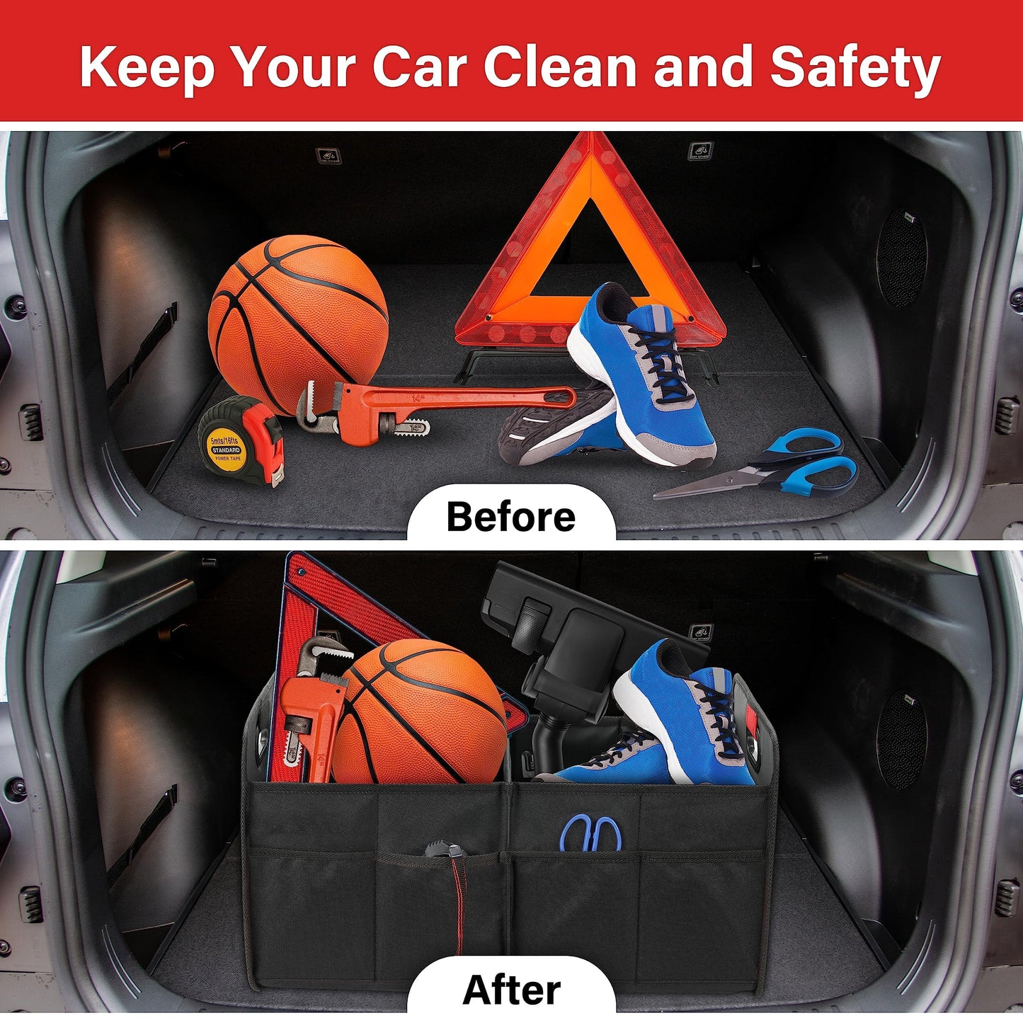 Car Trunk Organizer by Simple Deluxe, 2 Compartments