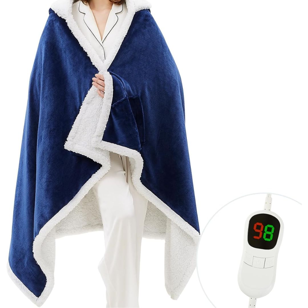 Heated Electric Blanket Shawl with 10 Settings